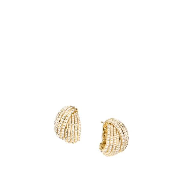 DY Origami Shrimp Earrings in 18K Yellow Gold with Diamonds