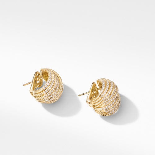 DY Origami Shrimp Earrings in 18K Yellow Gold with Diamonds - Image 2