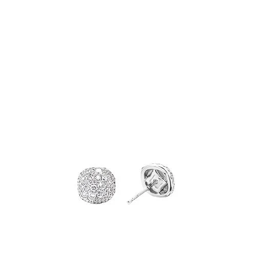 Small Cushion Stud Earrings in 18K White Gold with Pavé Diamonds - Image 2