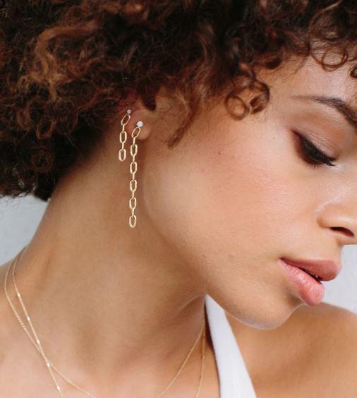 14K Yellow Gold Link Earrings - Image 2