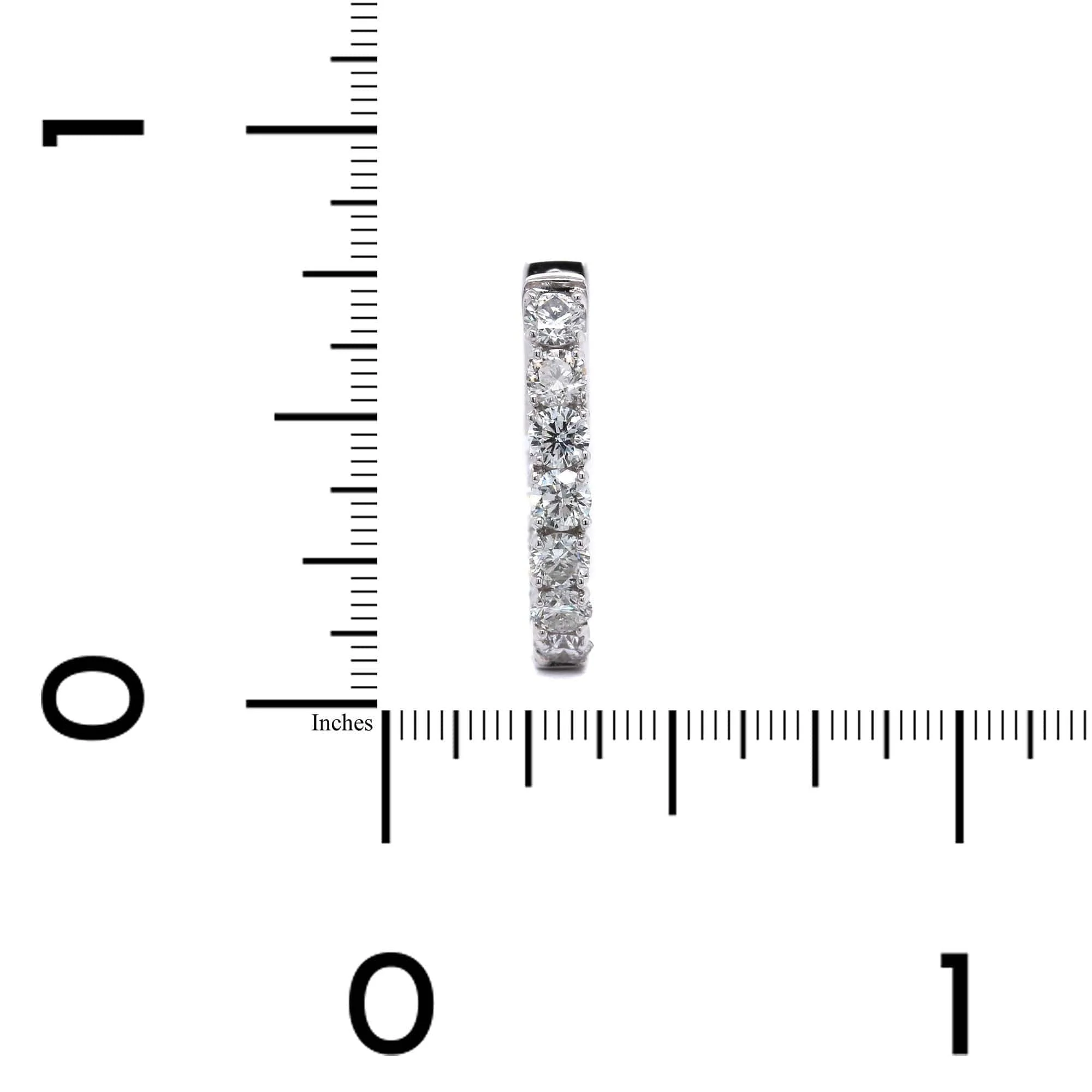 18K White Gold Diamond Huggie Earrings - Image 3