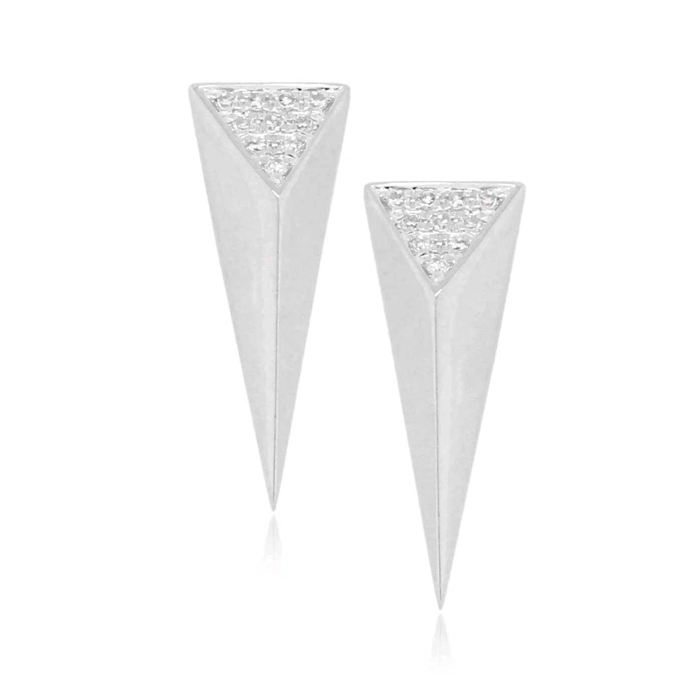 14K White Gold Pyramid Diamond Earrings
