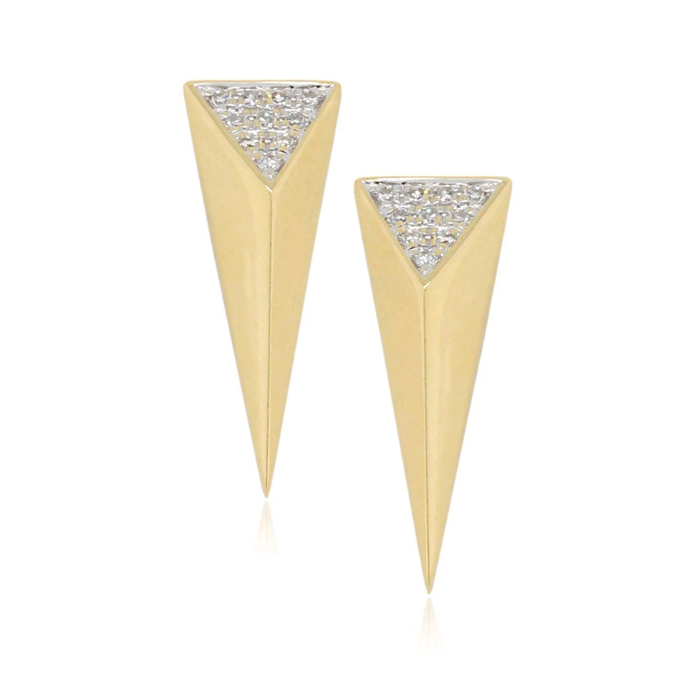 14K Yellow Gold Pyramid Diamond Earrings