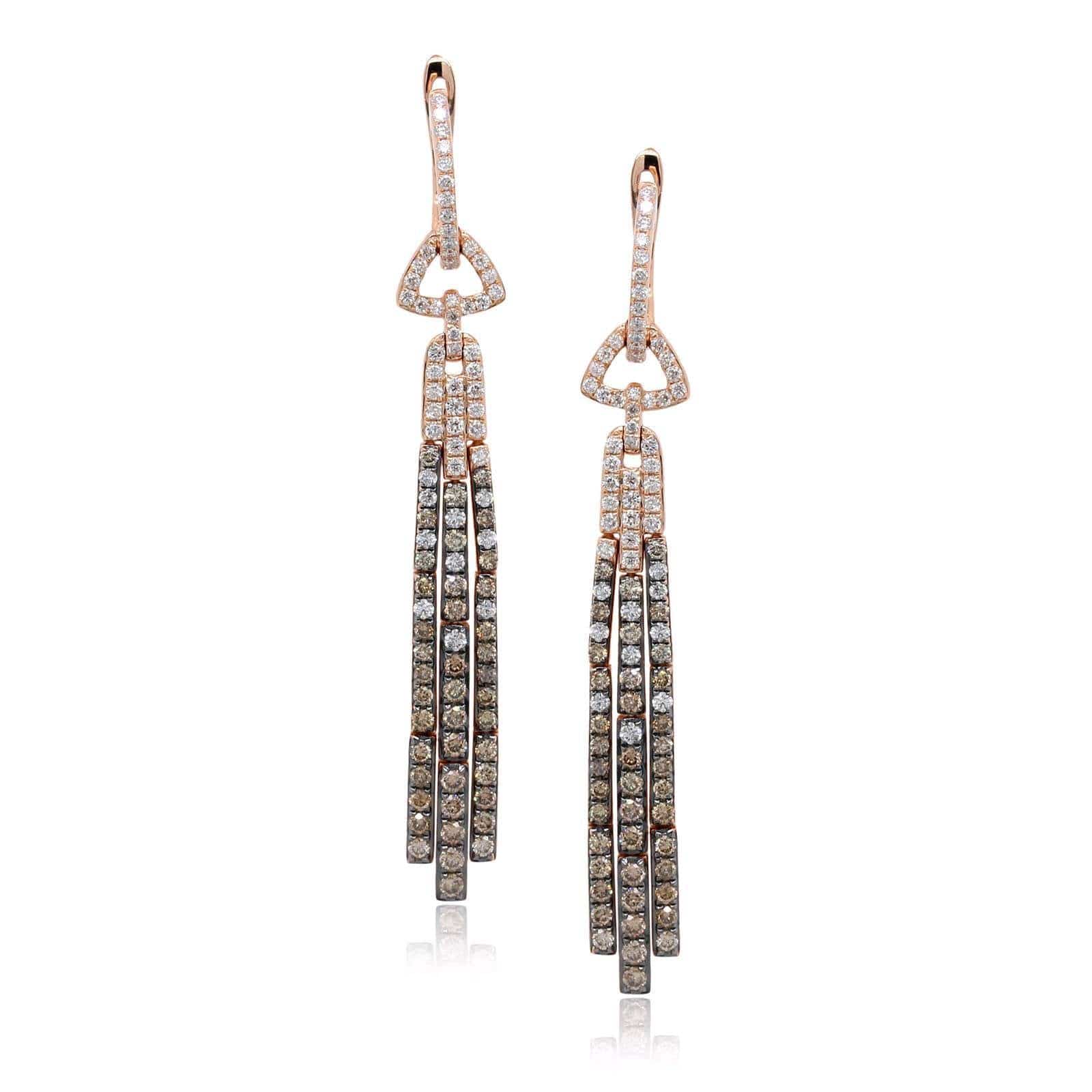 14K Rose Gold Champagne Diamond Drop Earrings