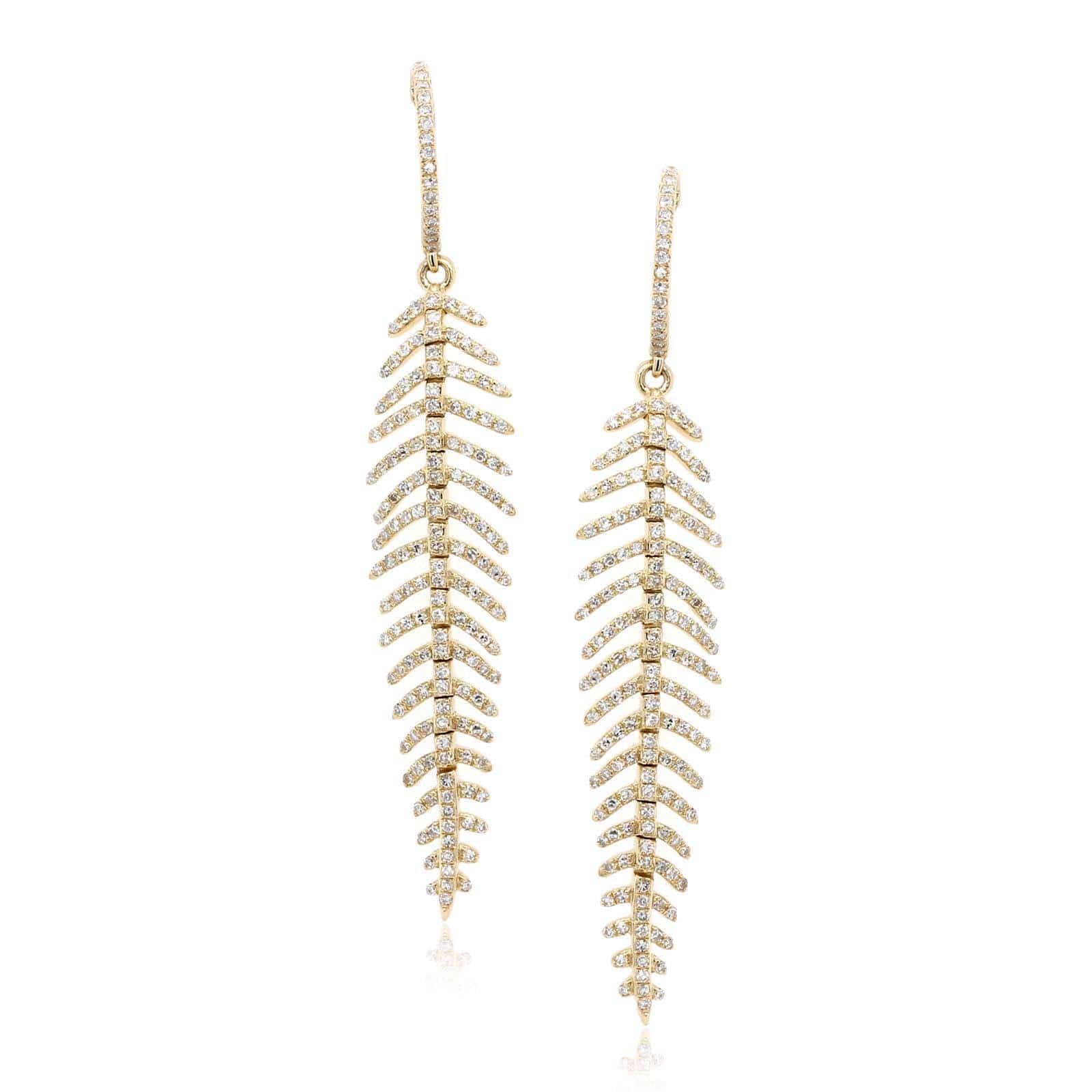 14K Yellow Gold Fish Scale Diamond Earrings