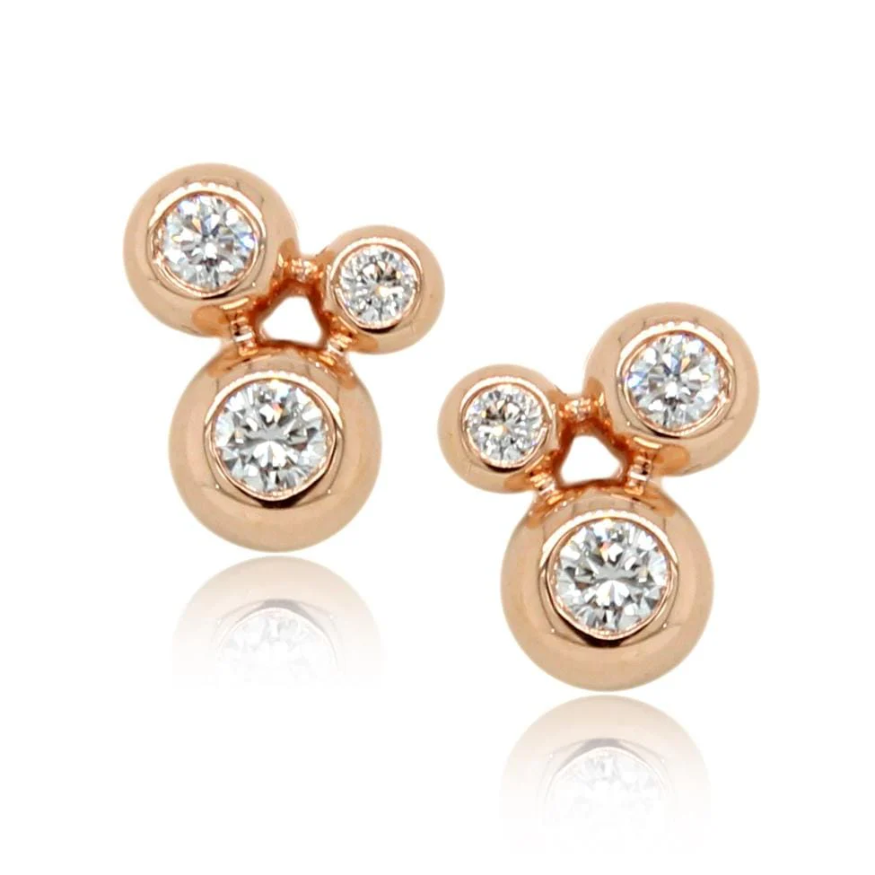 14K Rose Gold Diamond Constellation Stud Earrings