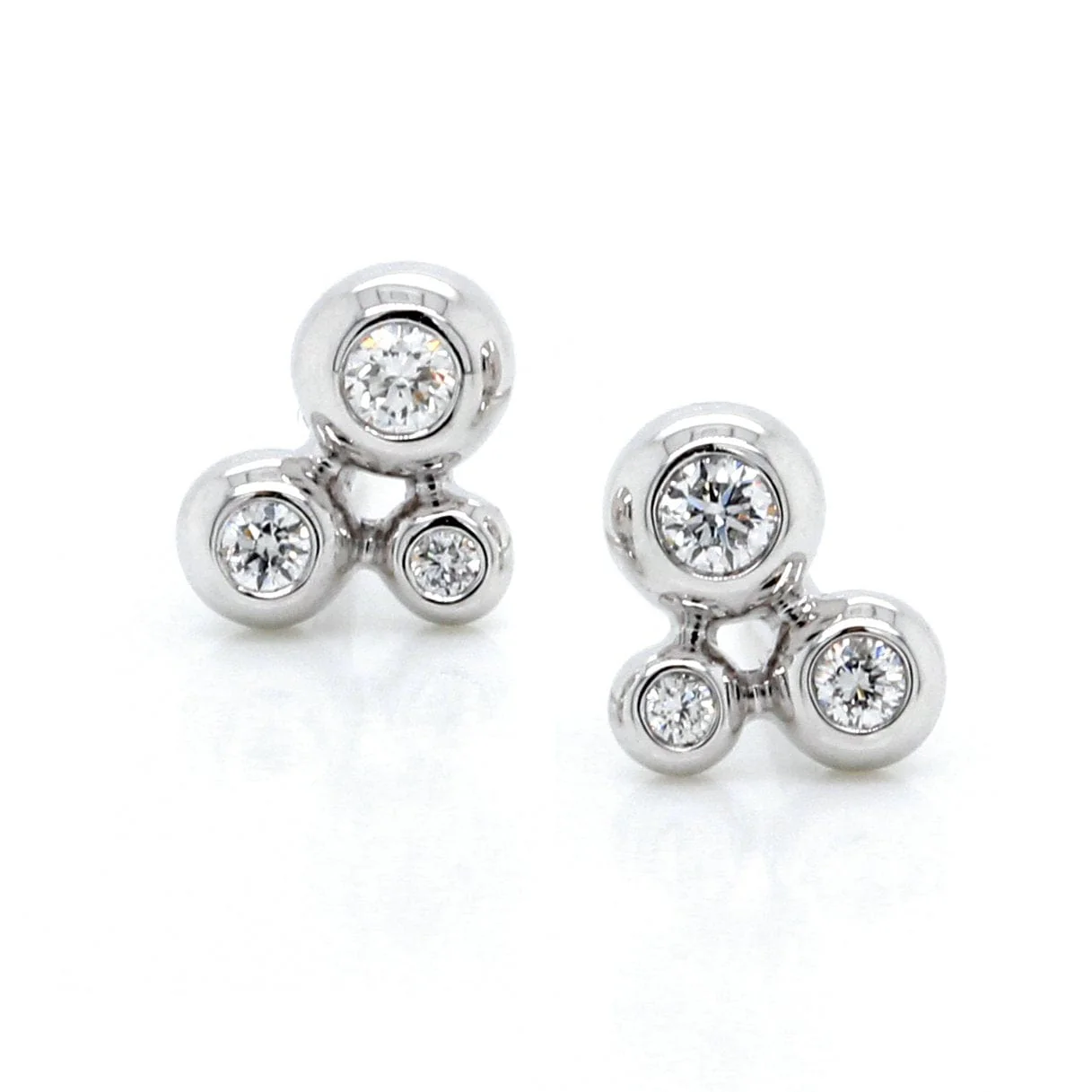 14K White Gold Diamond Constellation Stud Earrings