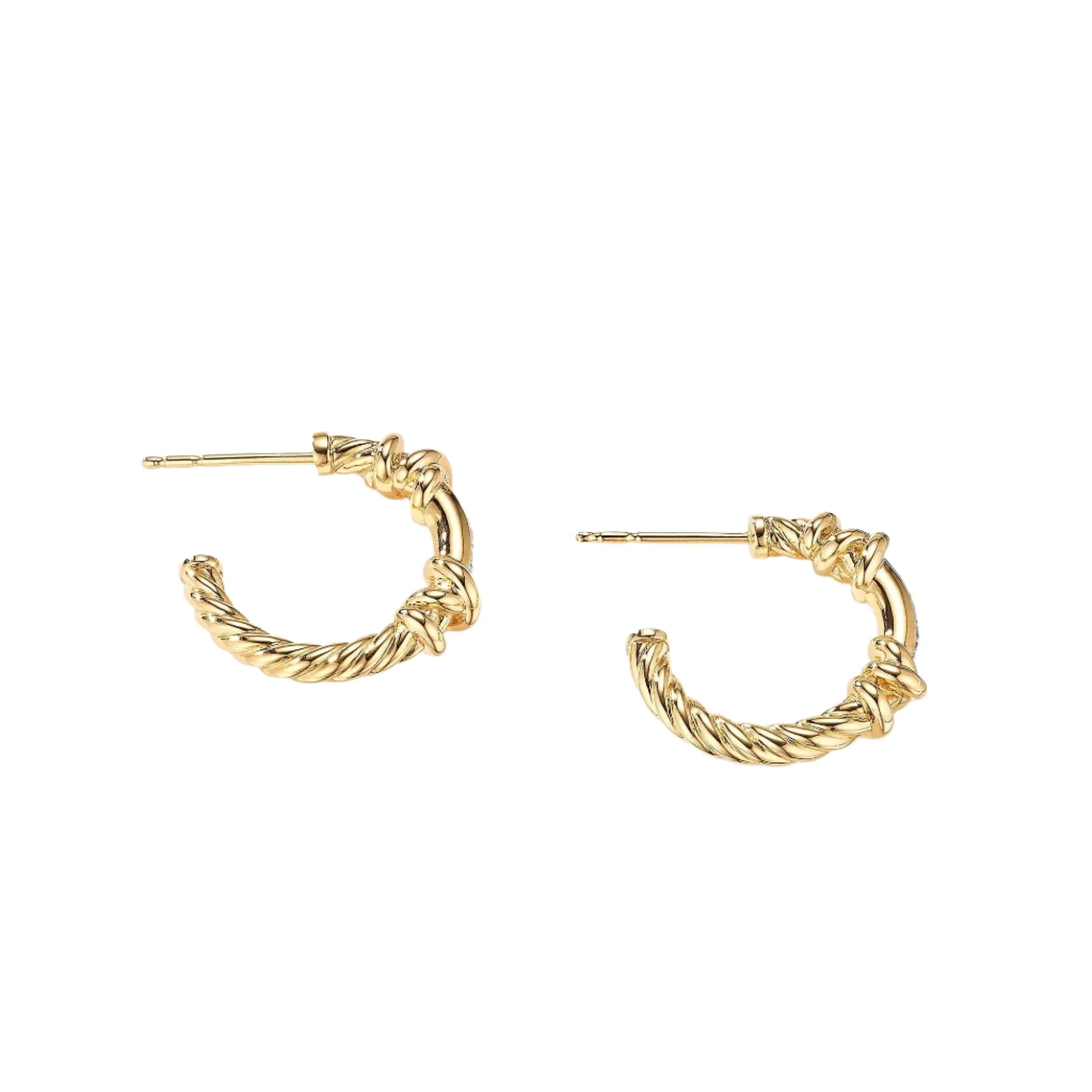 Petite Helena Hoop Earrings in 18K Yellow Gold with Diamonds - Image 2