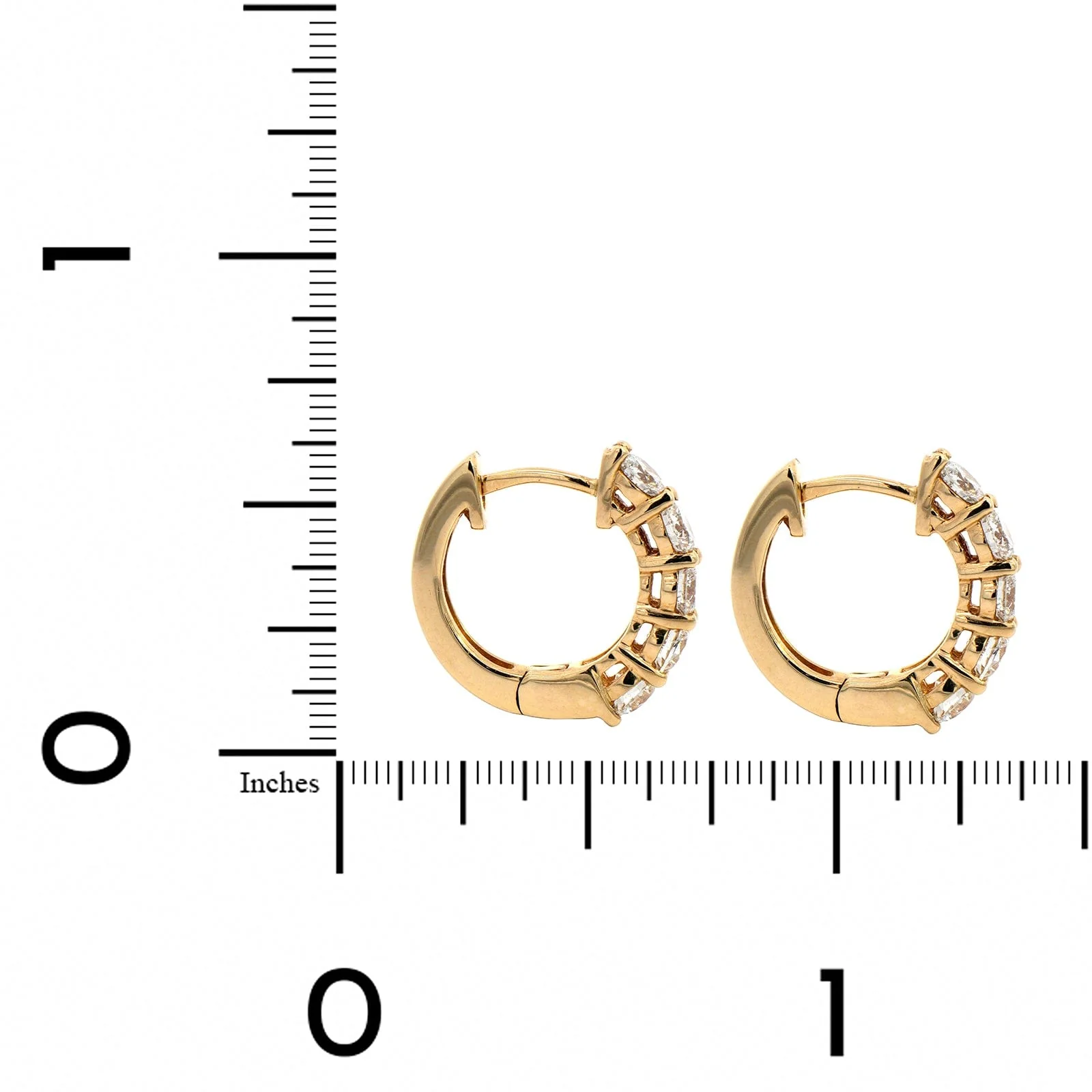 14K Yellow Gold Prong Set Diamond Huggie Earrings - Image 2
