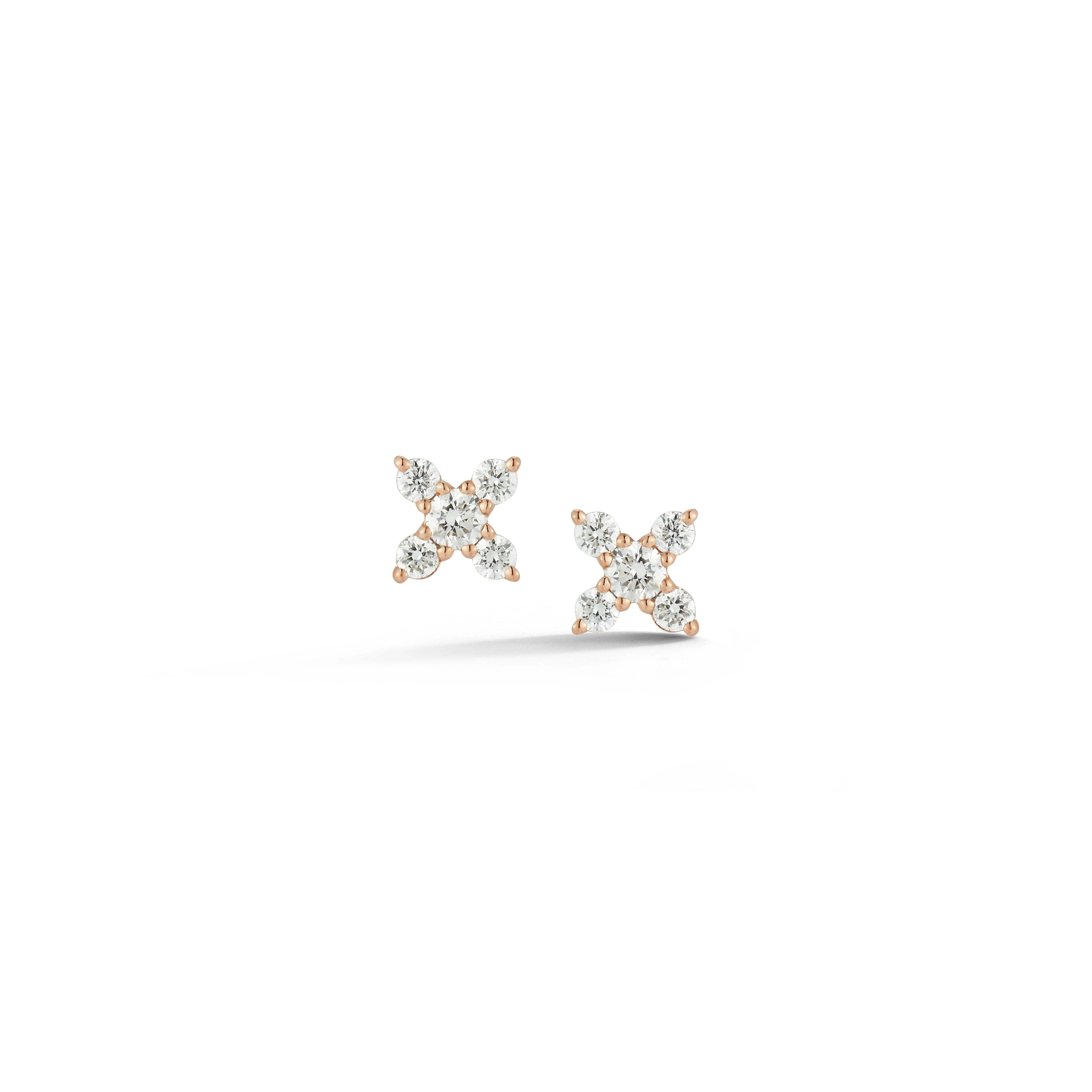 Dana Rebecca 14K Rose Gold "X" Diamond Stud Earrings - Image 4