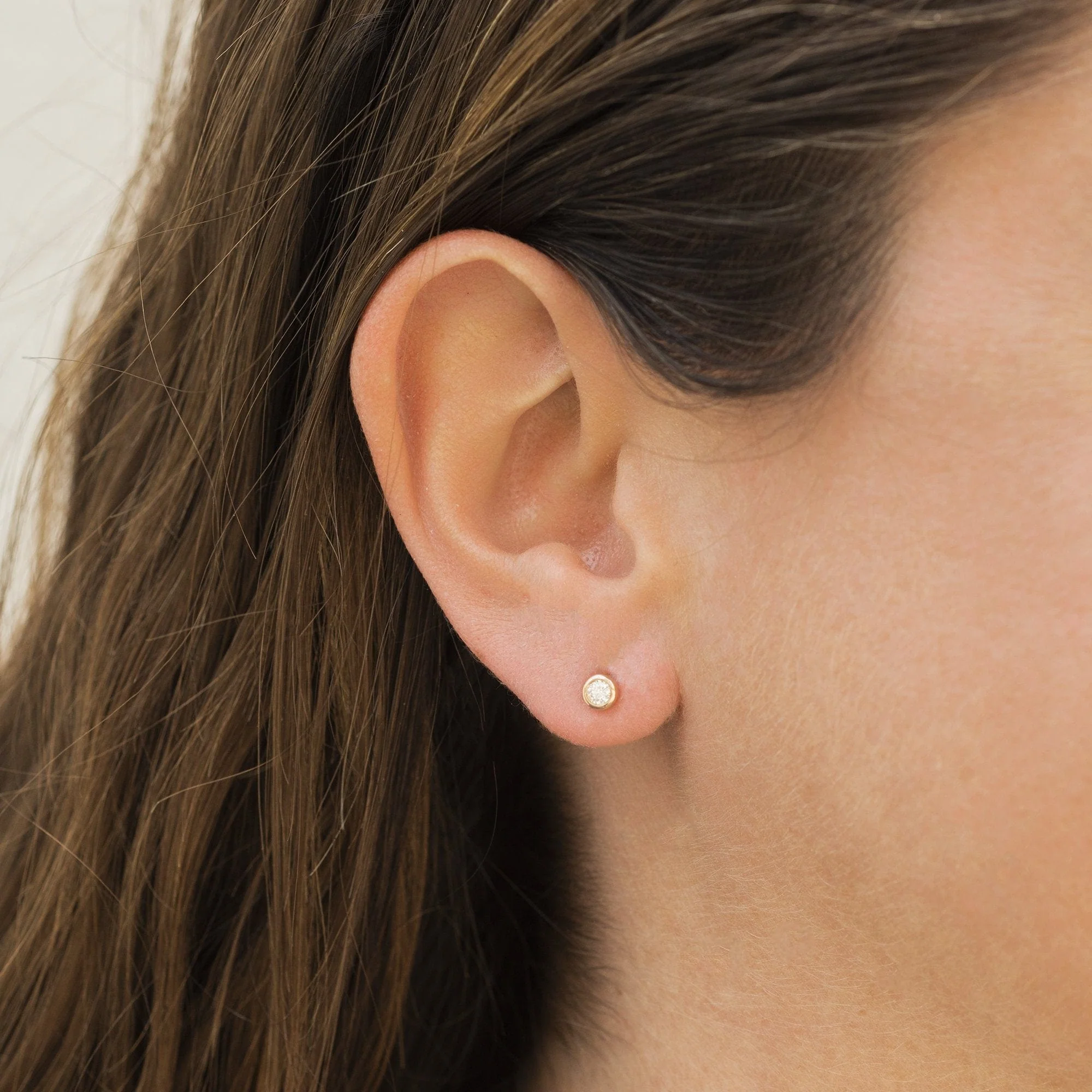 Dana Rebecca 14K Rose Gold Bezel Set Diamond Earrings - Image 2
