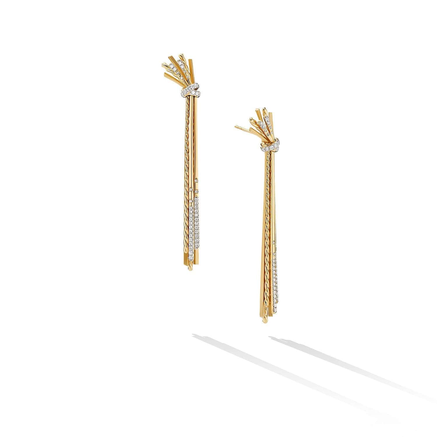 Angelika Long Drop Earrings in 18K Yellow Gold with Pavé Diamonds