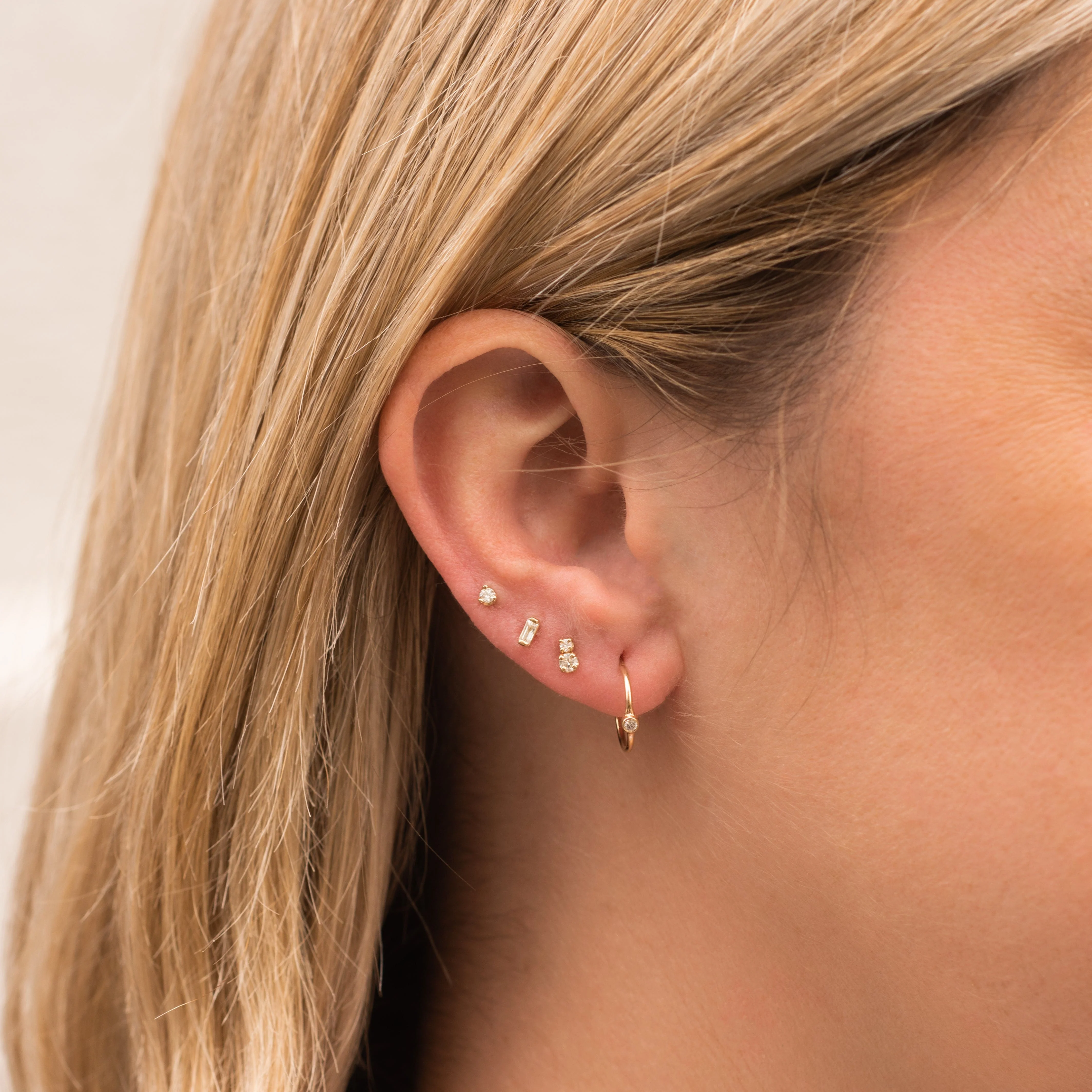 14K Yellow Gold Diamond Prong Earrings - Image 2