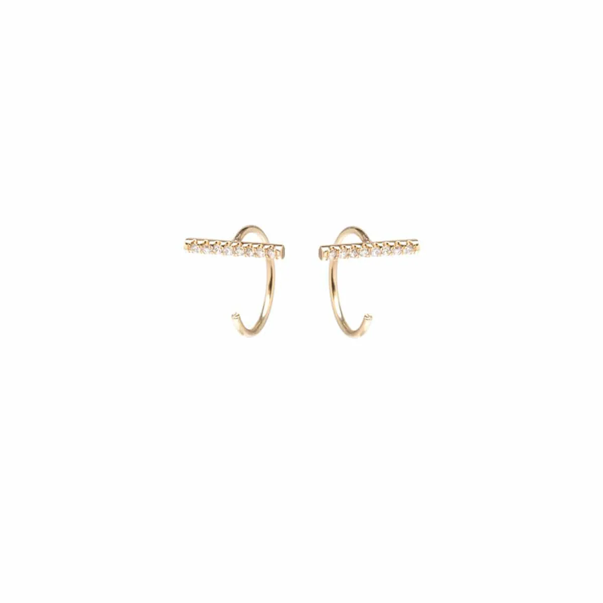 Zoe Chicco 14K Yellow Gold Diamond Bar Hug Earrings