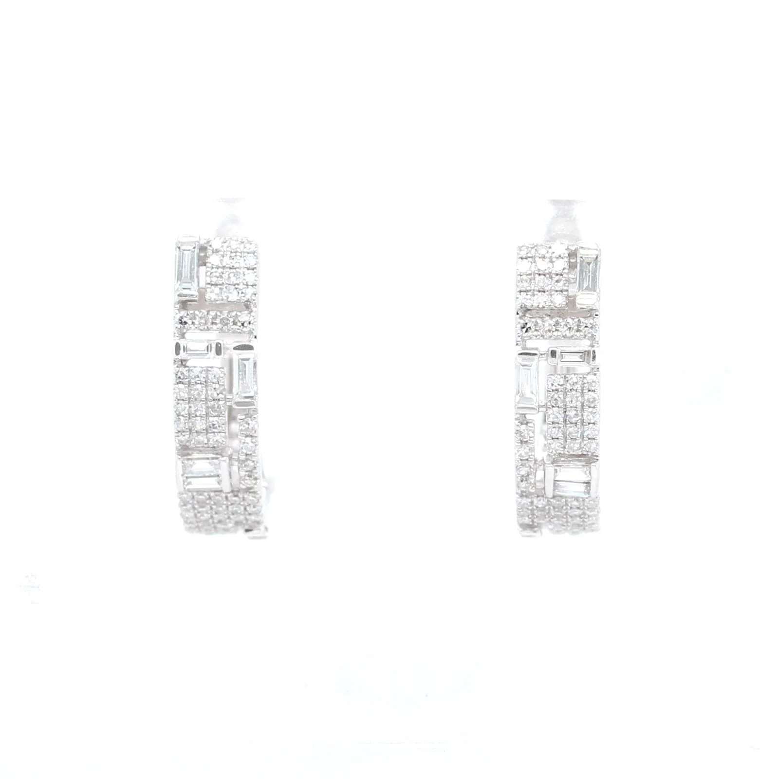 14K White Gold Diamond Huggie Earrings