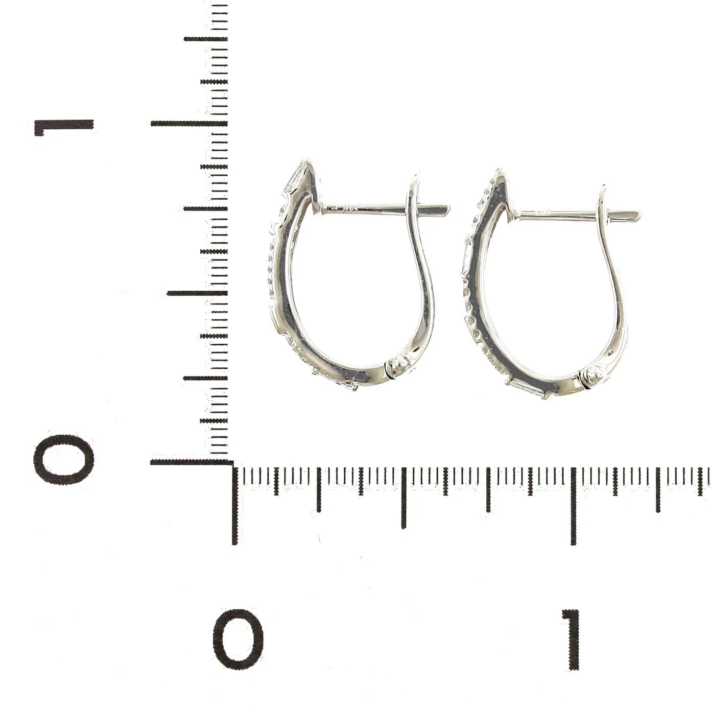 14K White Gold Diamond Huggie Earrings - Image 2
