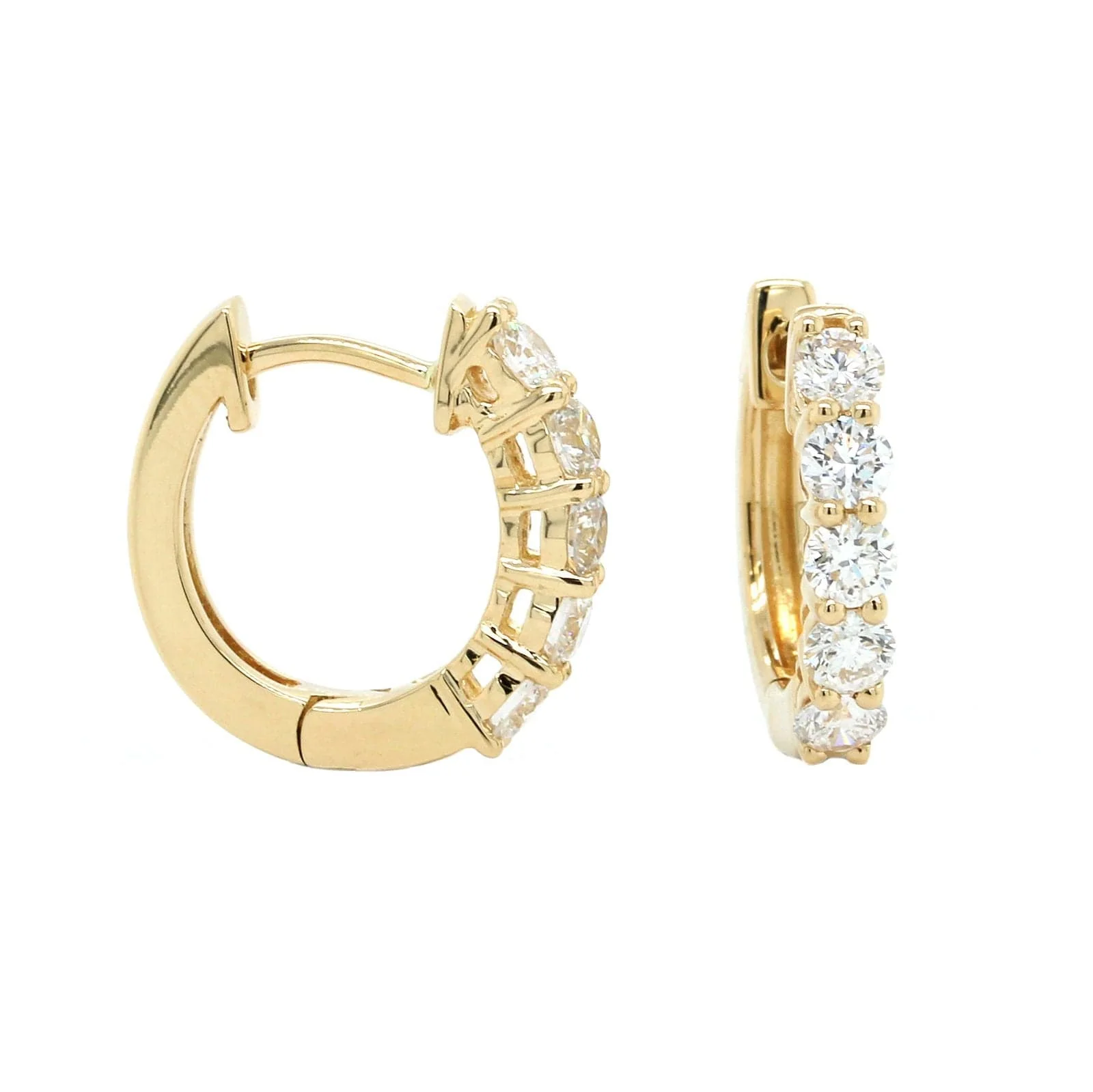 14K Yellow Gold Five-Stone Huggie Earrings