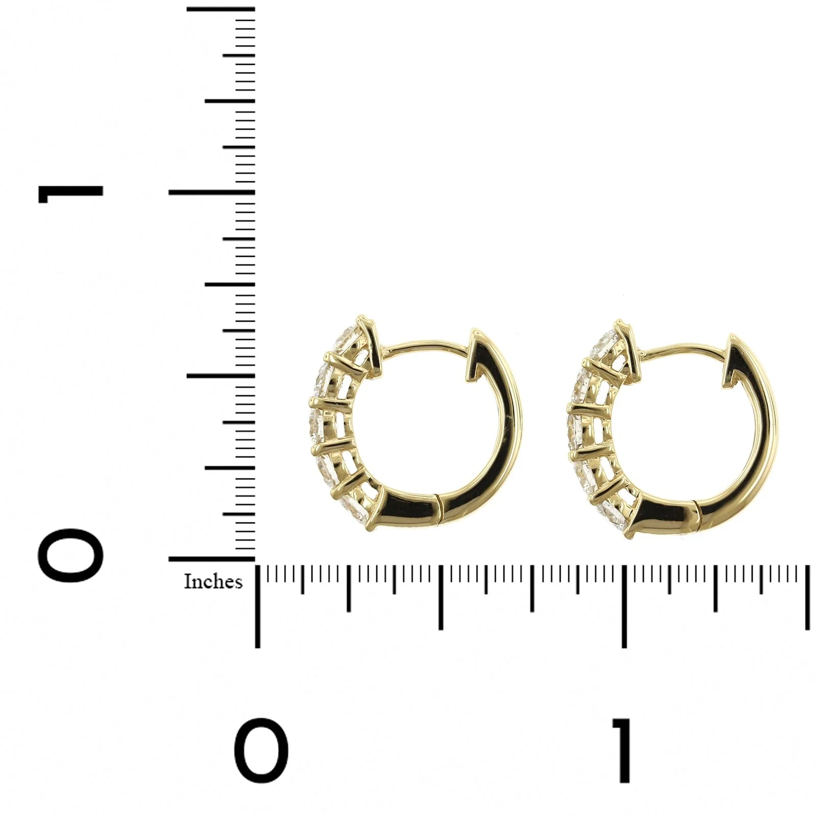 14K Yellow Gold Diamond Hoop Earrings - Image 2