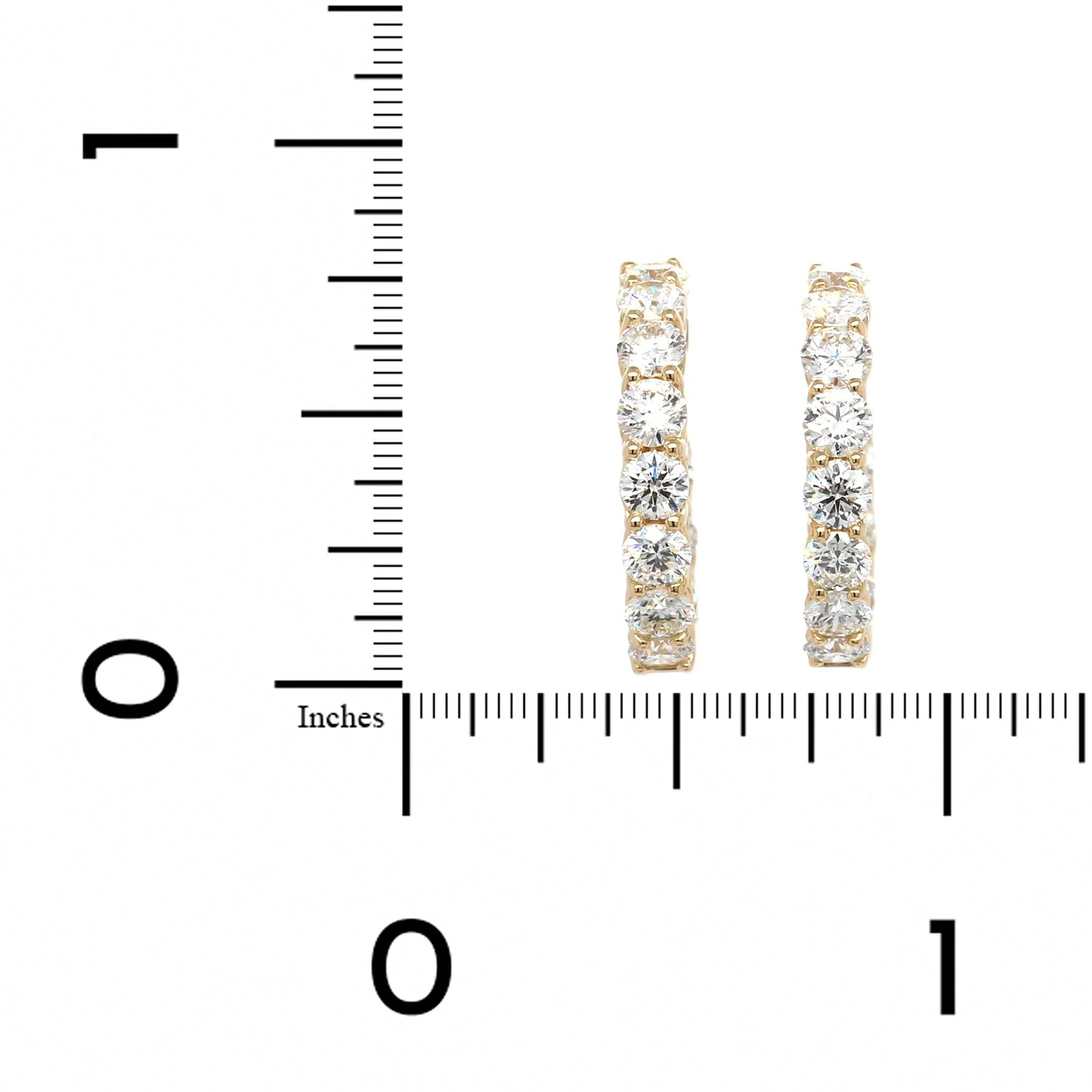 18K Yellow Gold Diamond Open Hoop Earrings - Image 2