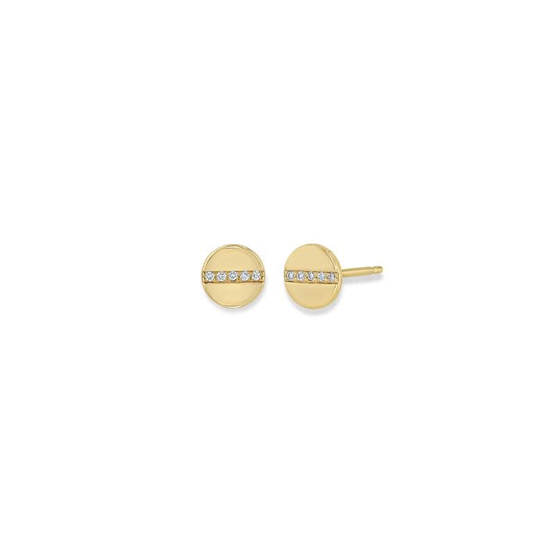 14K Yellow Gold Diamond Disc Stud Earrings