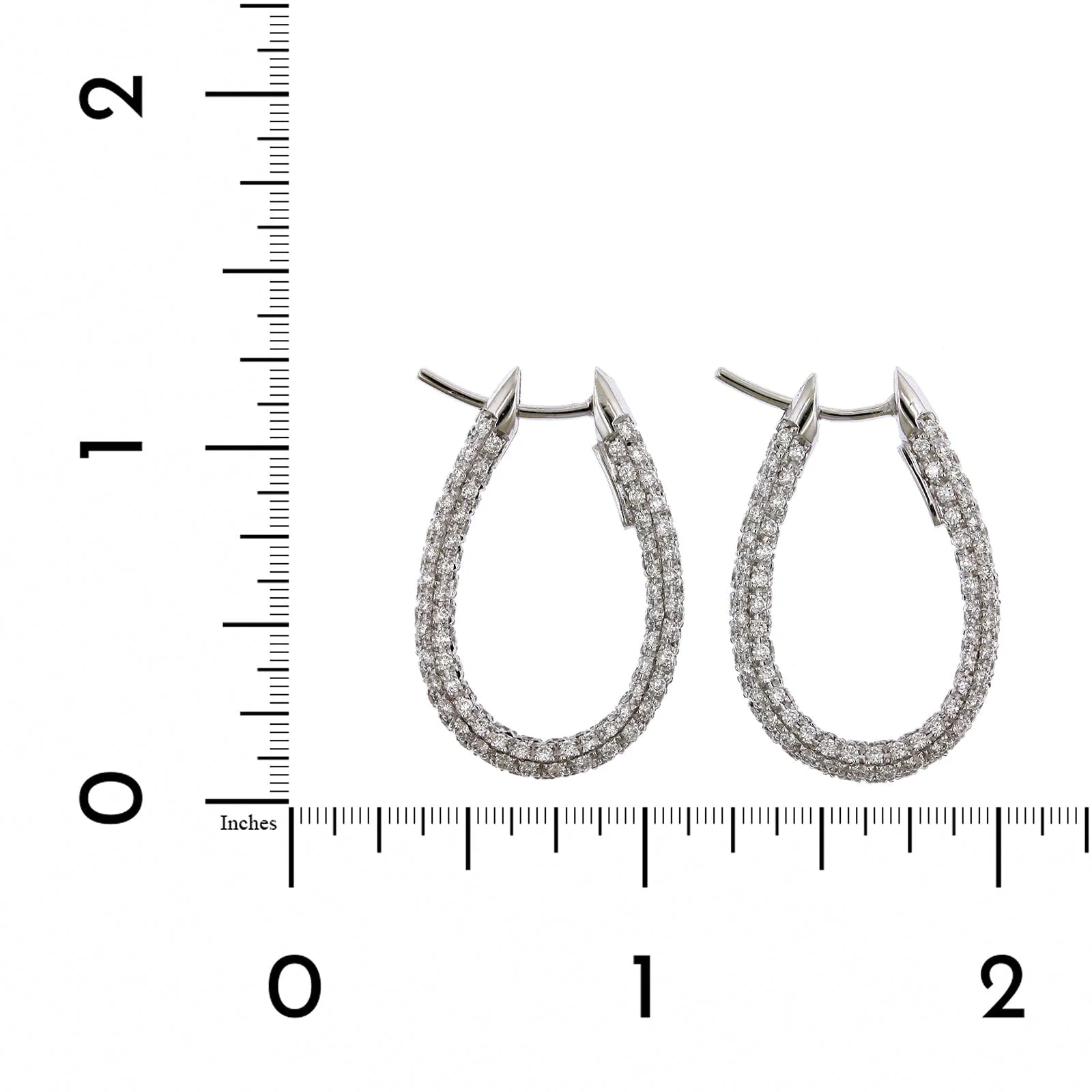 18K White Gold Diamond Pave Hoop Earrings - Image 2