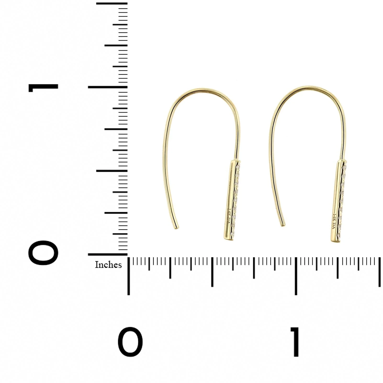 14K Yellow Gold Single Row Diamond Dangle Earrings - Image 2