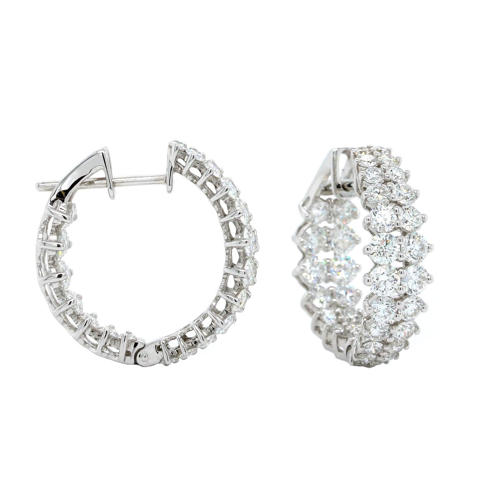 Etho Maria 18K White Gold Double Row Diamond Hoop Earrings
