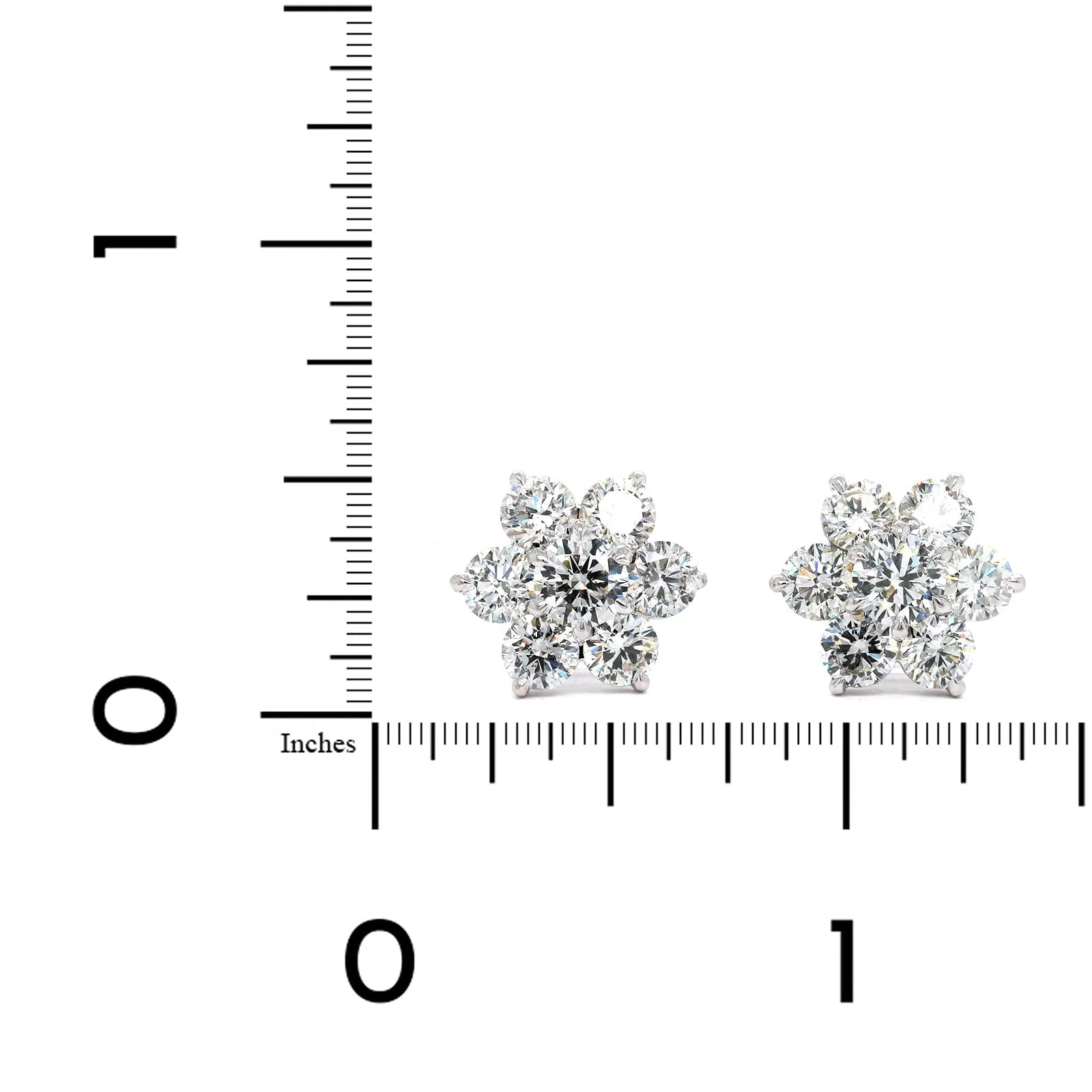 18K White Gold Diamond Flower Earrings - Image 2