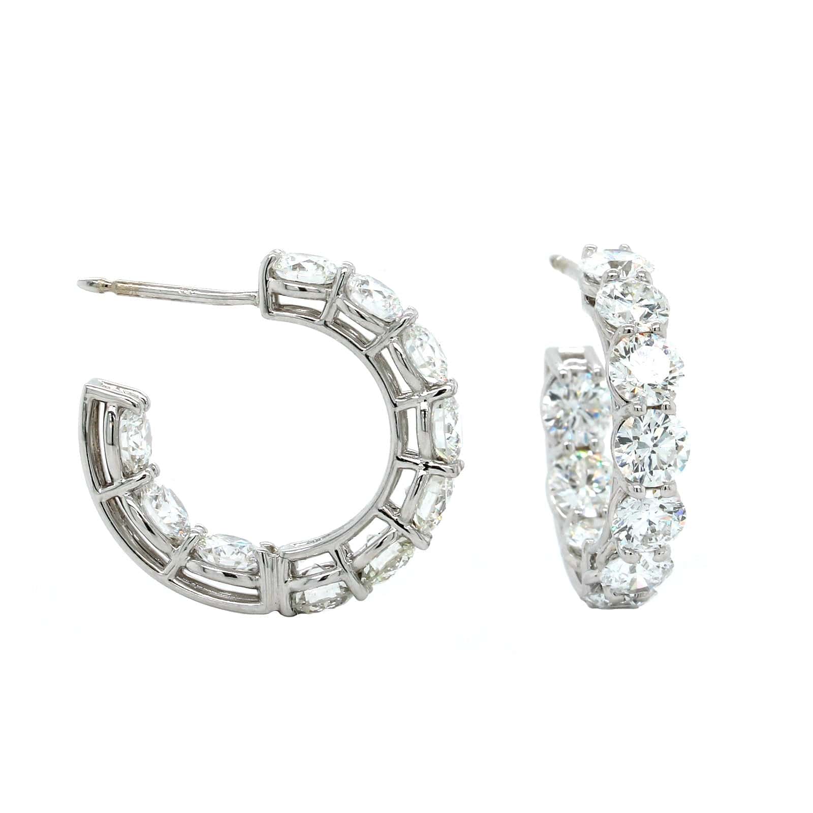 18K White Gold Inside Outside Open Diamond Hoop Earrings