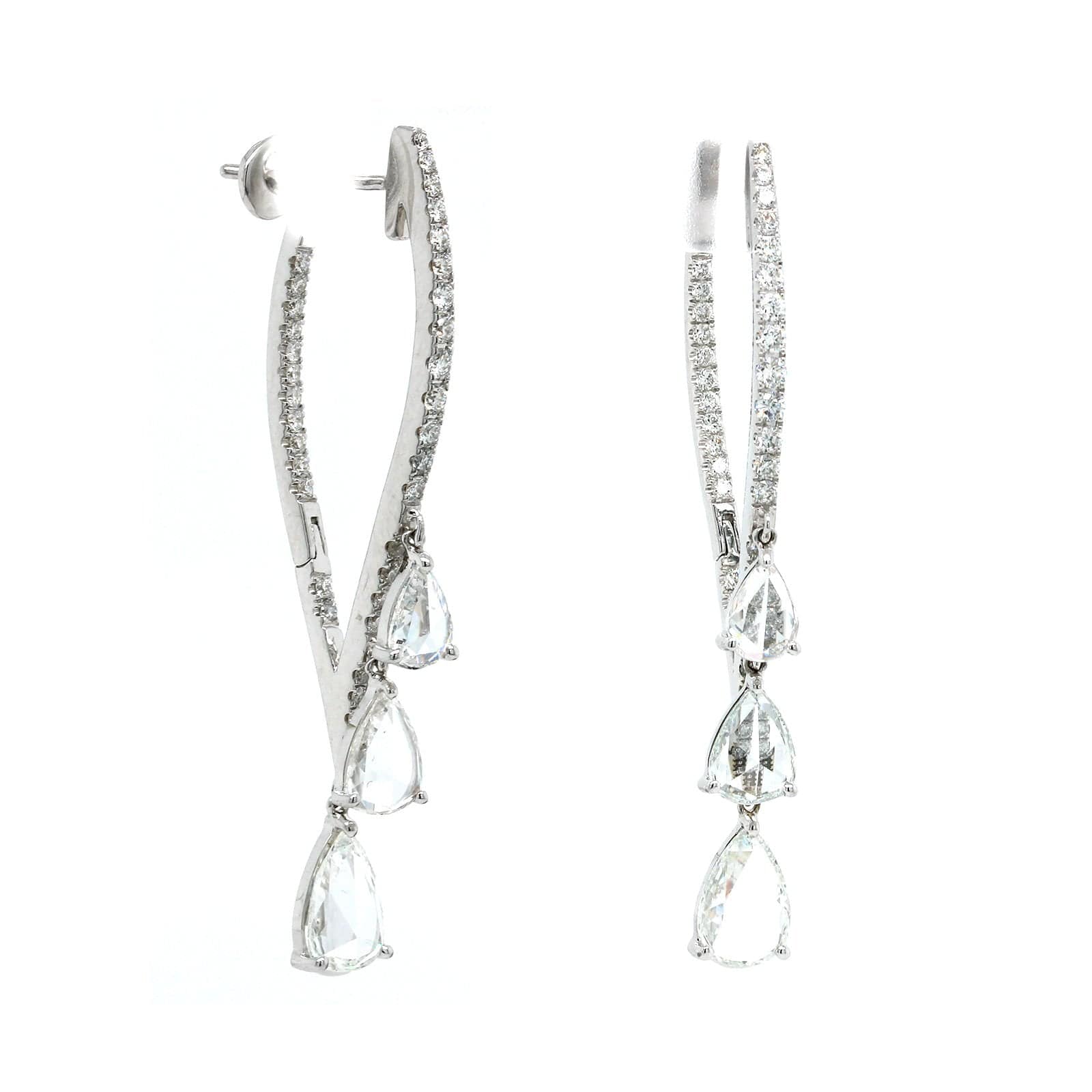 18K White Gold Diamond Dangle Earrings