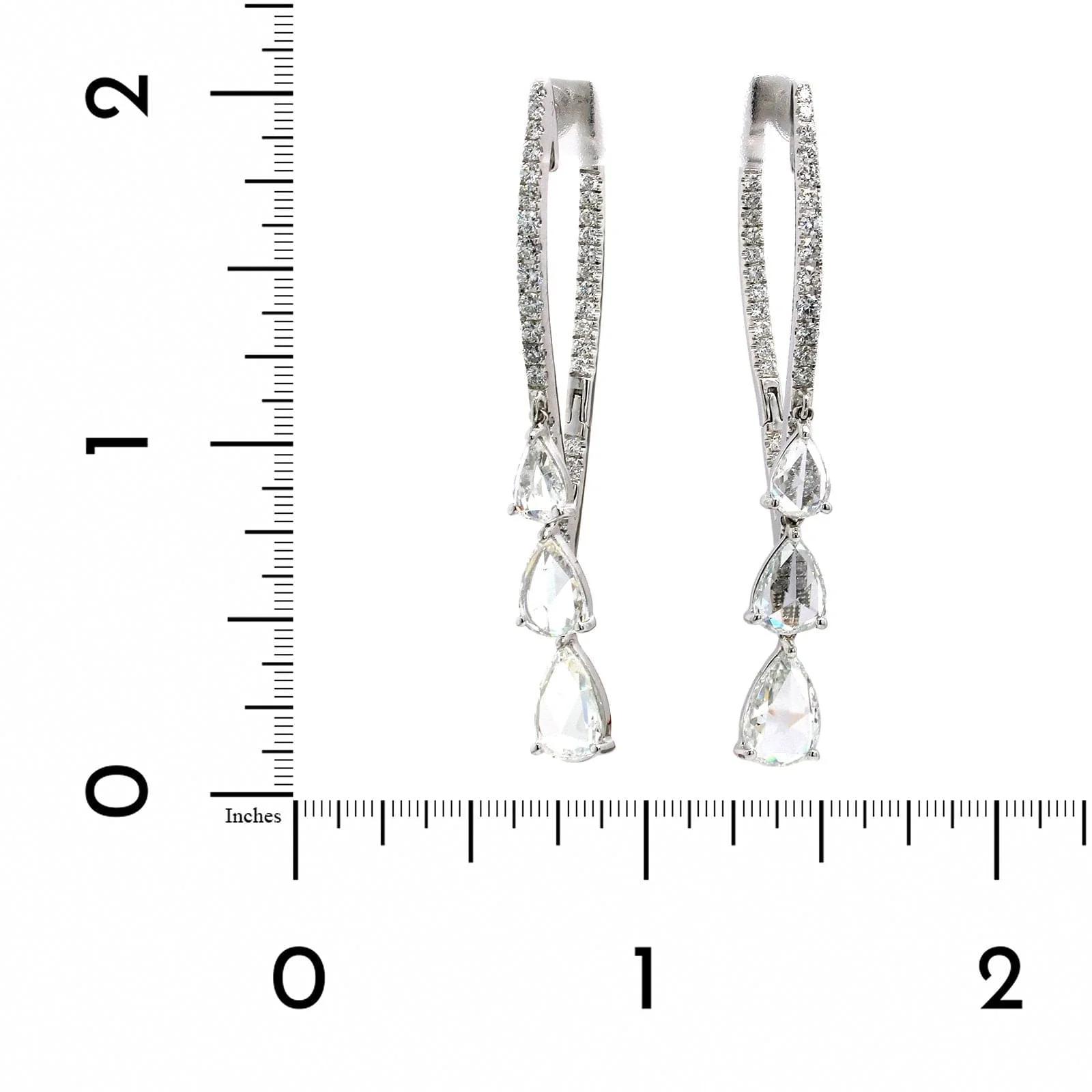 18K White Gold Diamond Dangle Earrings - Image 2