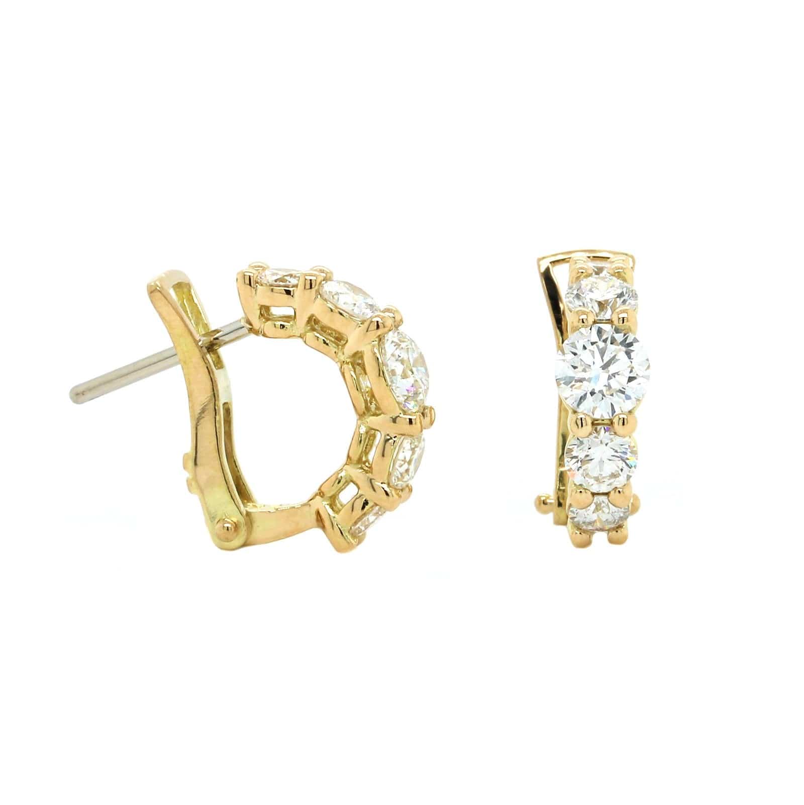18K Yellow Gold Diamond Huggie Earrings