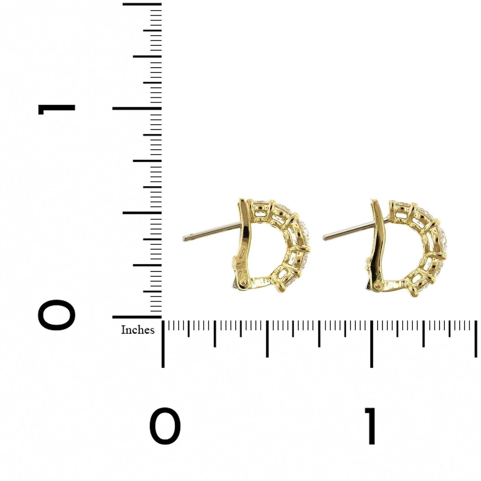 18K Yellow Gold Diamond Huggie Earrings - Image 2
