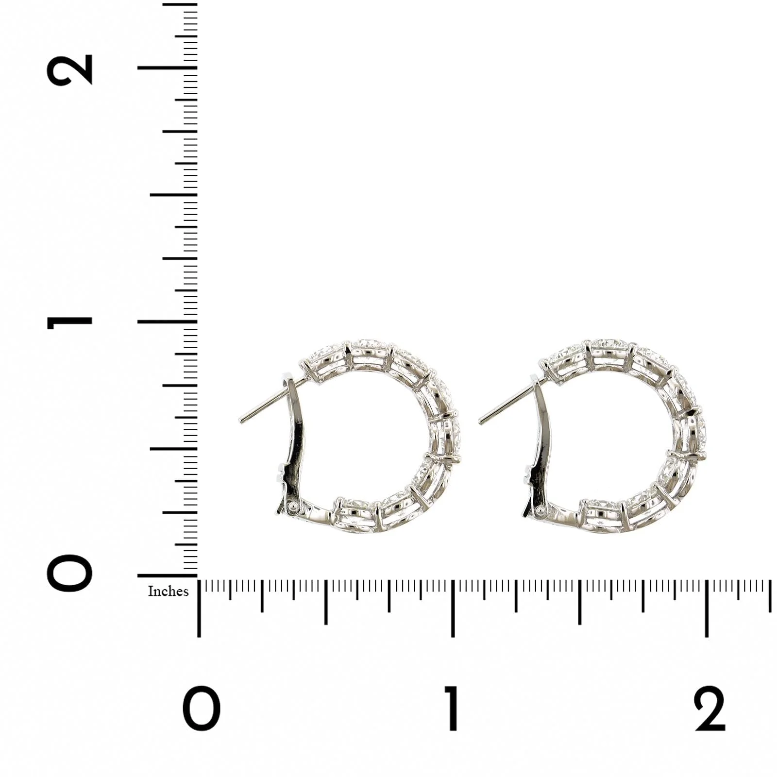 18K White Gold Diamond Huggie Earrings - Image 2