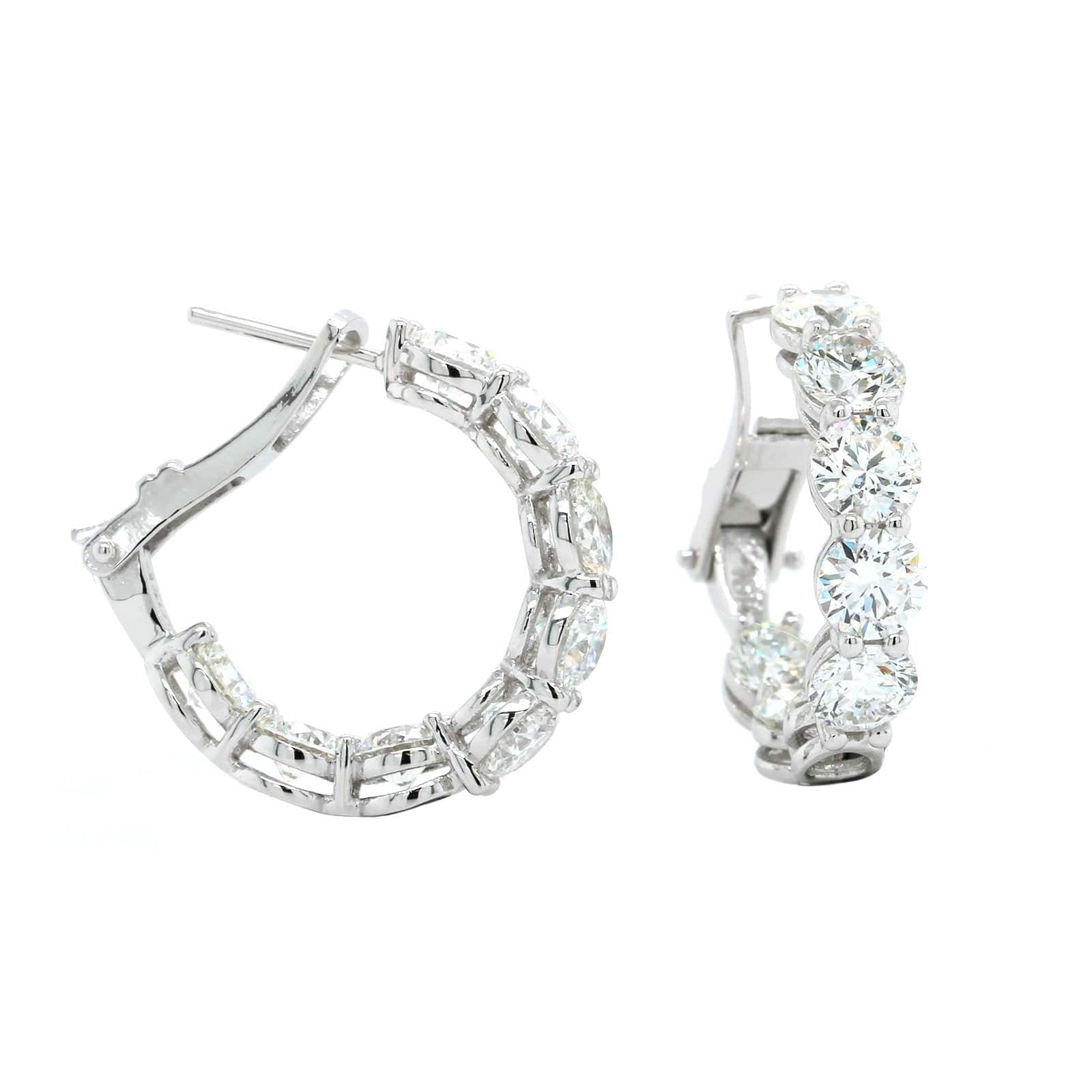 18K White Gold Diamond Huggie Earrings - Image 3