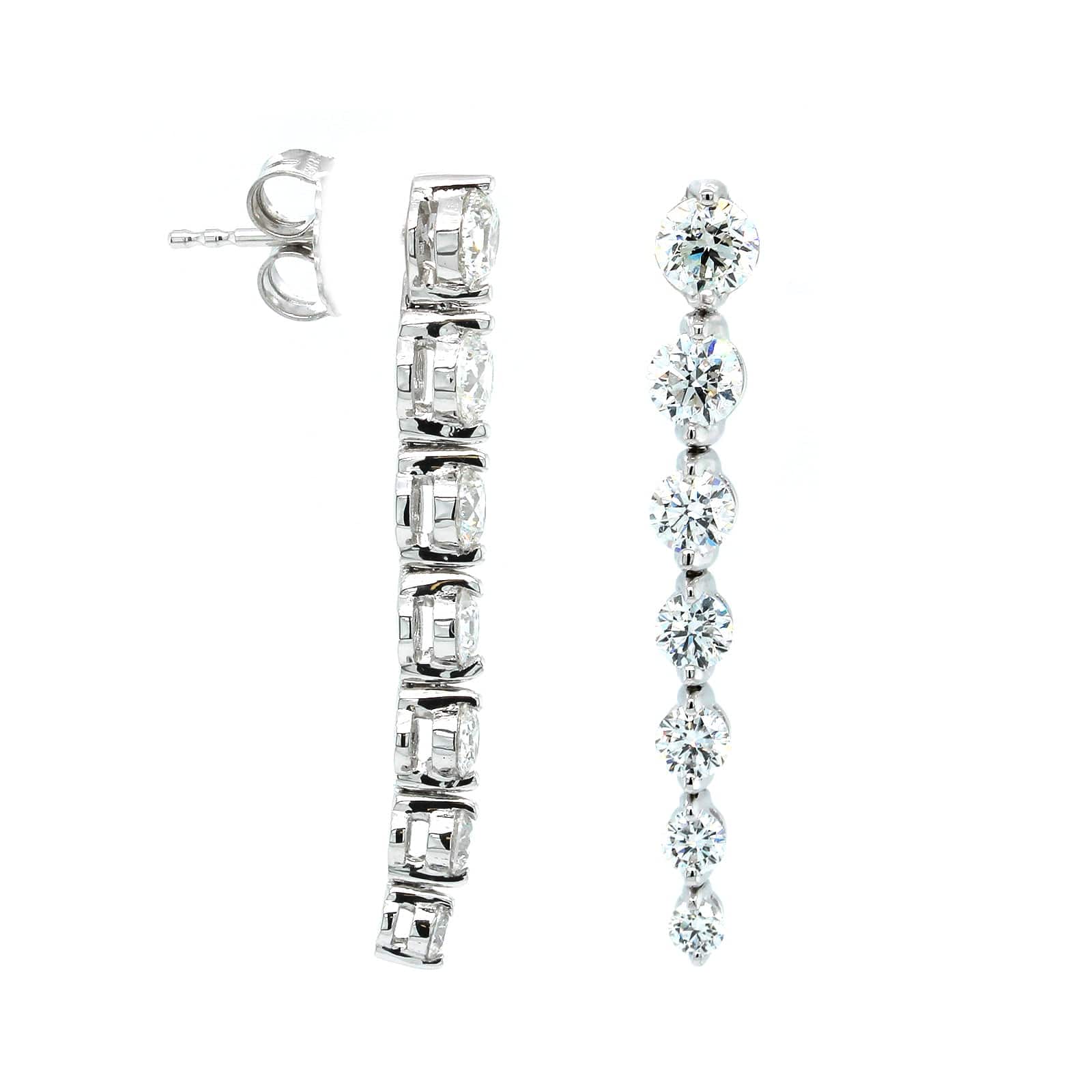 18K White Gold 7 Stone Diamond Drop Earrings - Image 3
