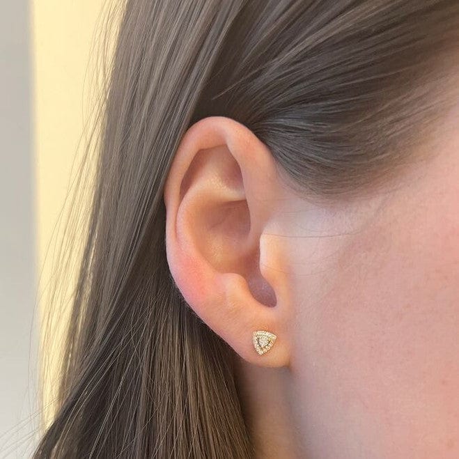 14K Rose Gold Triangle Halo Stud Earrings - Image 2