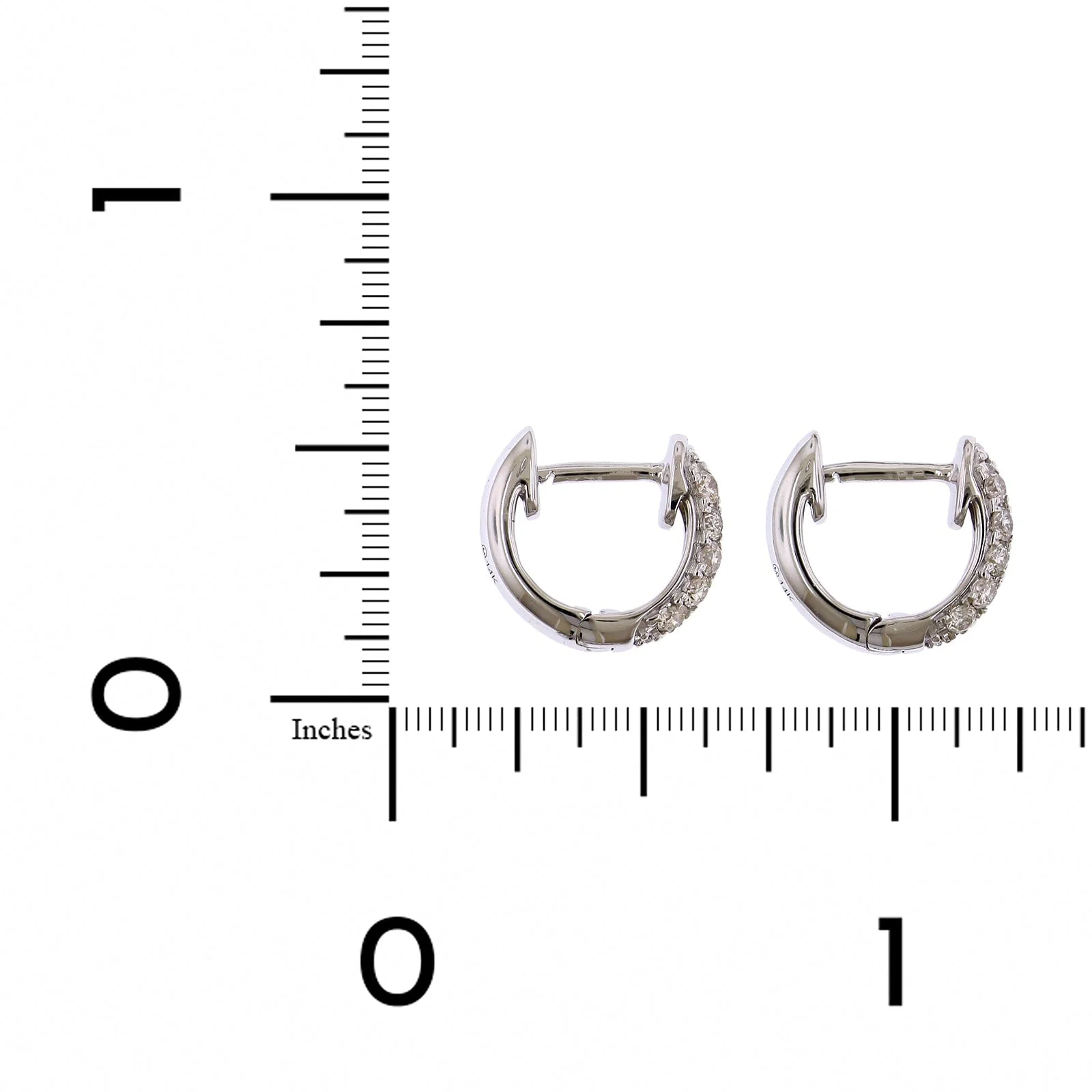 14K White Gold 2 Row Huggie Earrings - Image 2