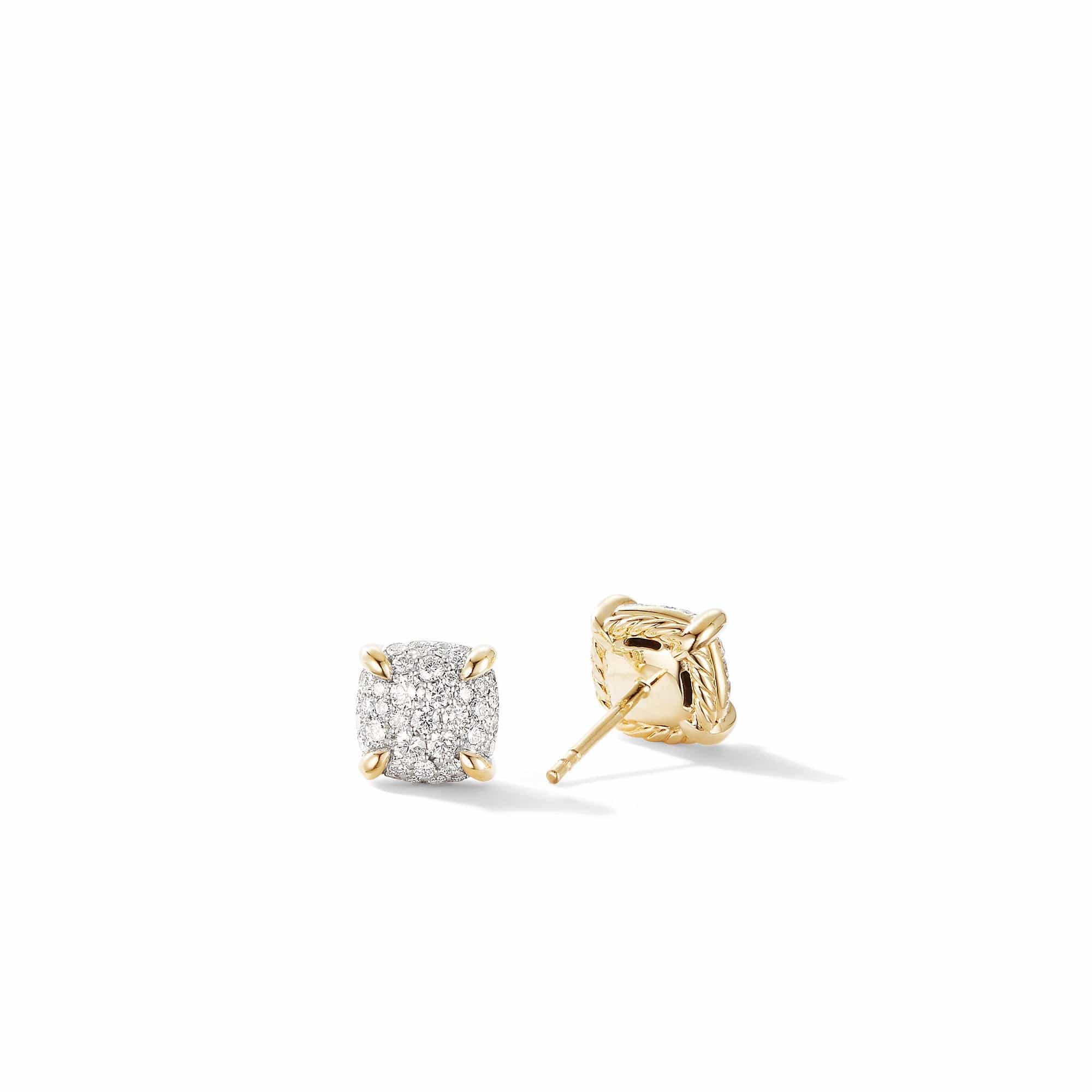 Chatelaine® Stud Earrings in 18K Yellow Gold with Full Pavé Diamonds - Image 3