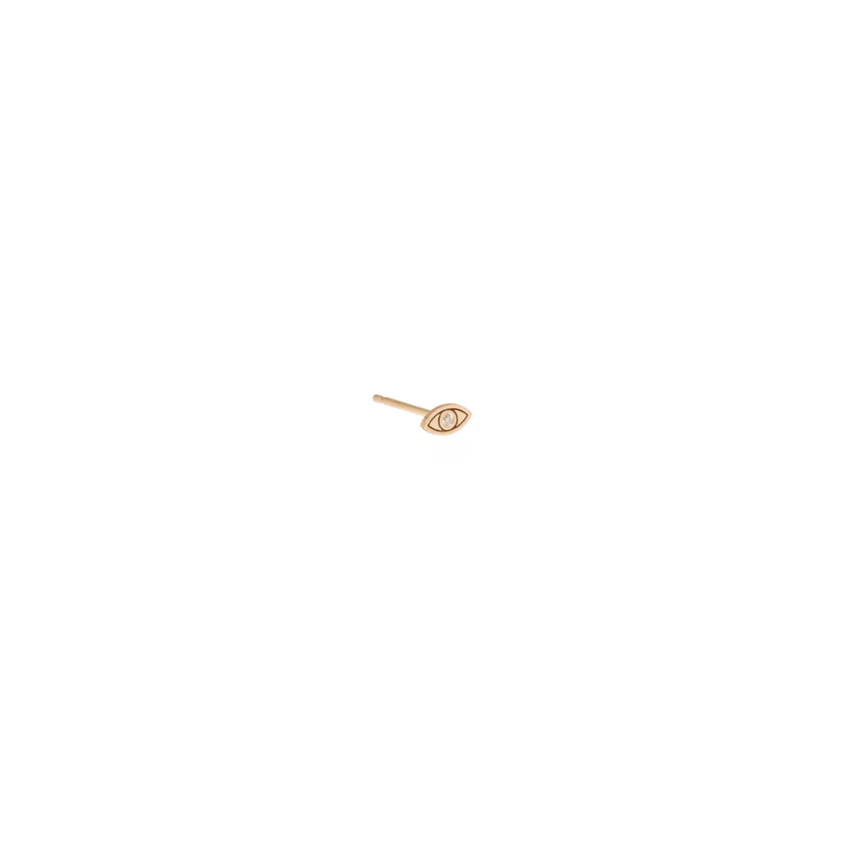 14K Yellow Gold Evil Eye Diamond Stud Earring