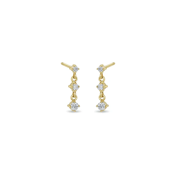 14K Yellow Gold Graduated Diamond Drop Earrings