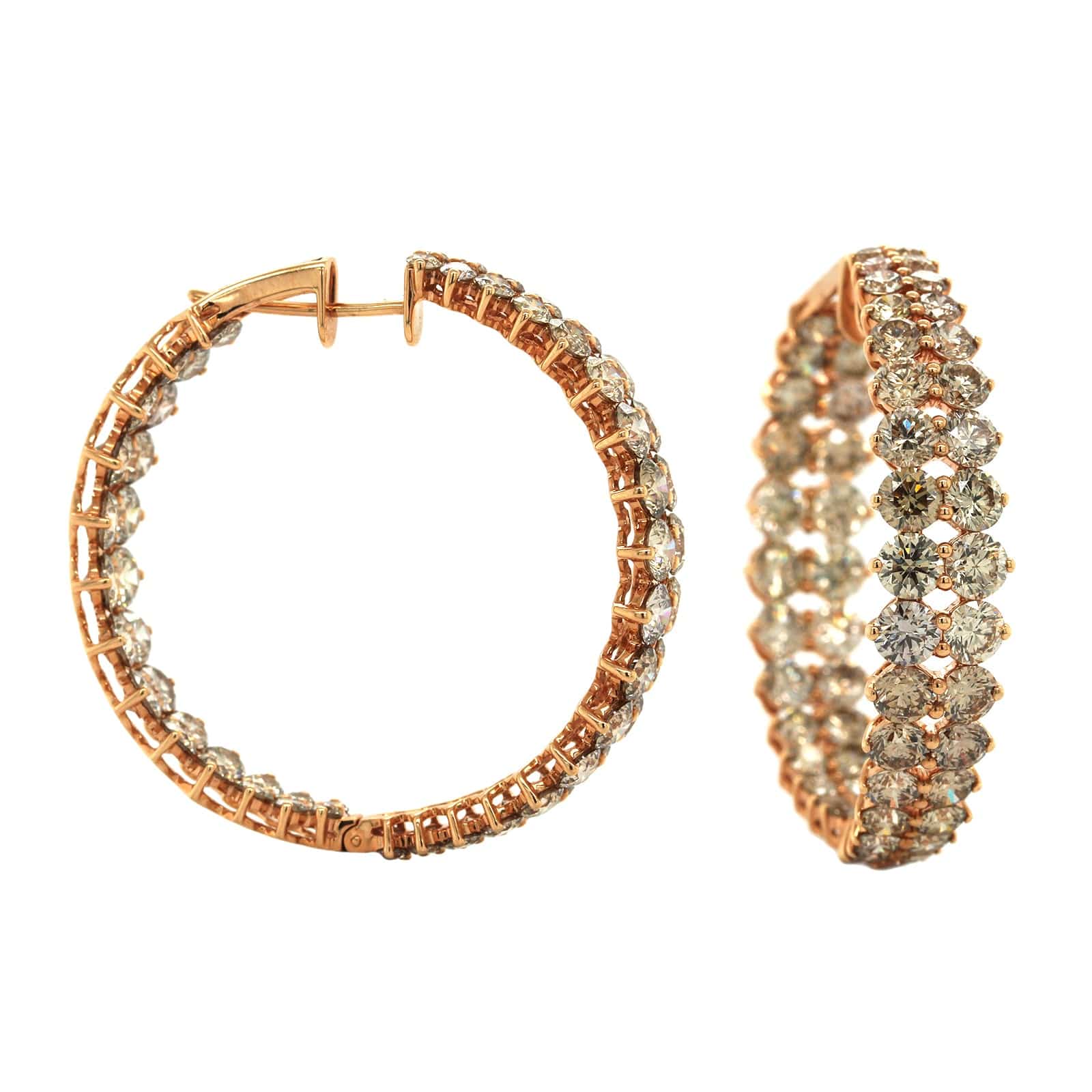 Etho Maria 18K Rose Gold Double Row Diamond Hoop Earrings