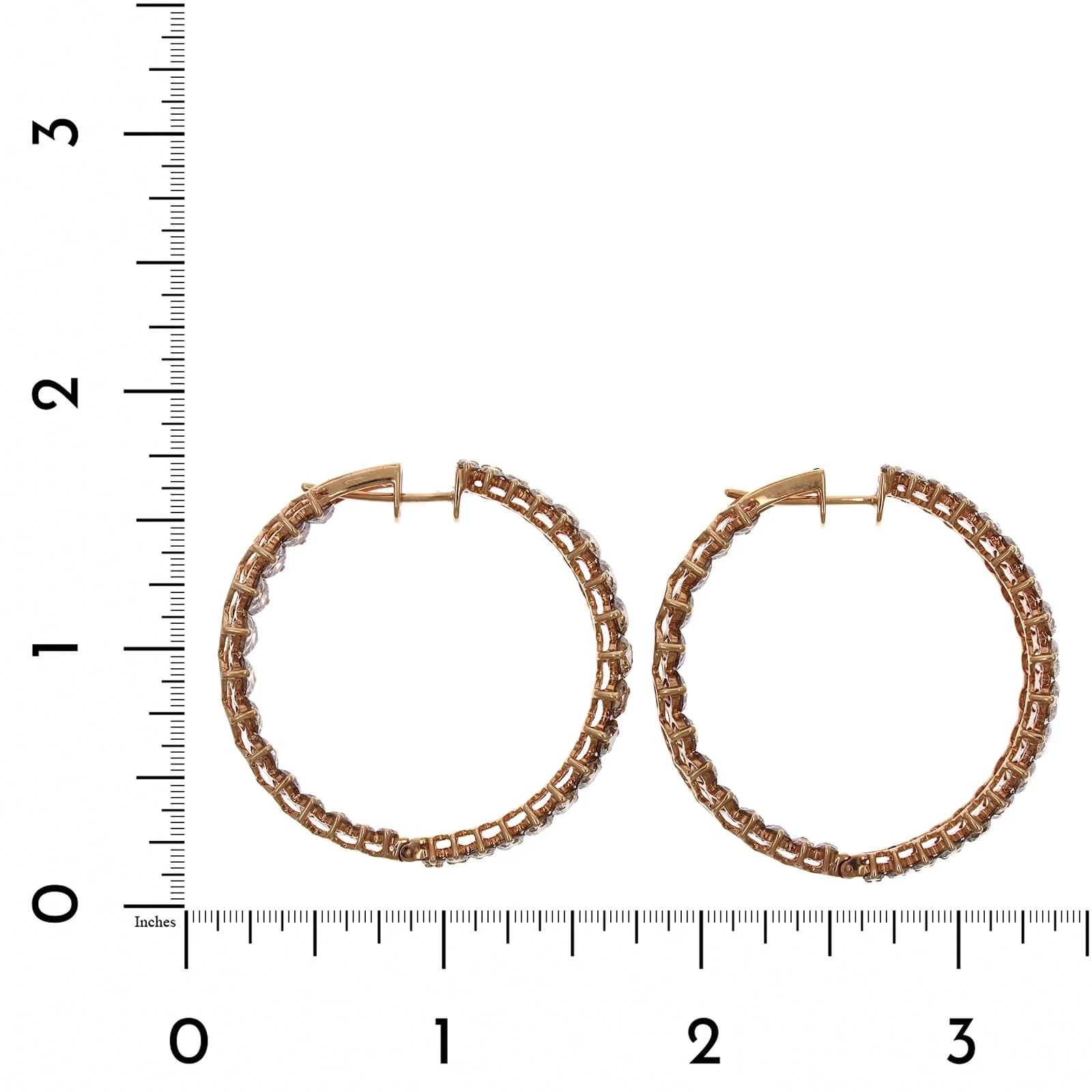 Etho Maria 18K Rose Gold Double Row Diamond Hoop Earrings - Image 3