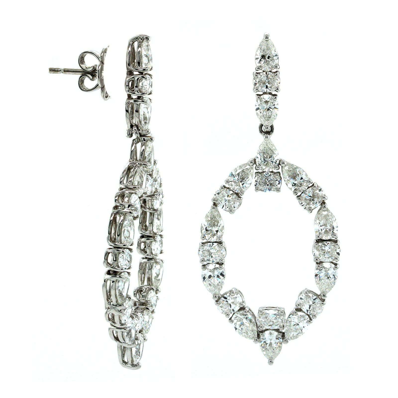 Etho Maria 18K White Gold Diamond Oval Drop Earrings - Image 4