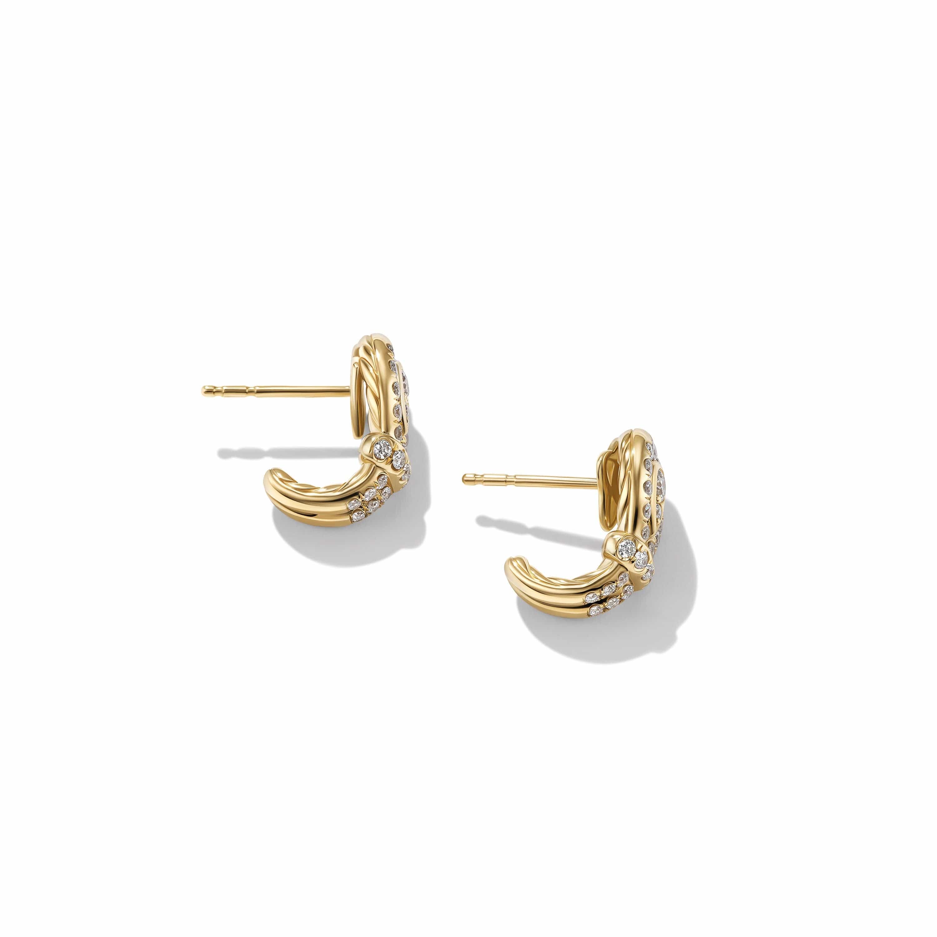 Thoroughbred Loop Huggie Hoop Earrings in 18K Yellow Gold with Full Pavé Diamonds - Image 2