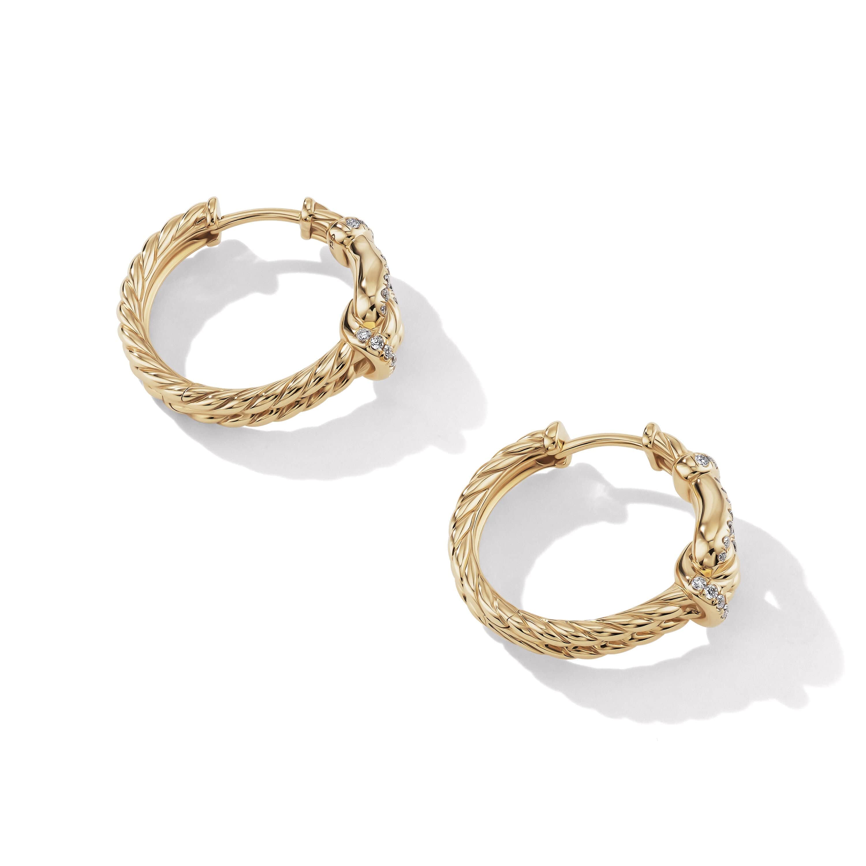 Thoroughbred Loop Hoop Earrings in 18K Yellow Gold with Pavé Diamonds - Image 2