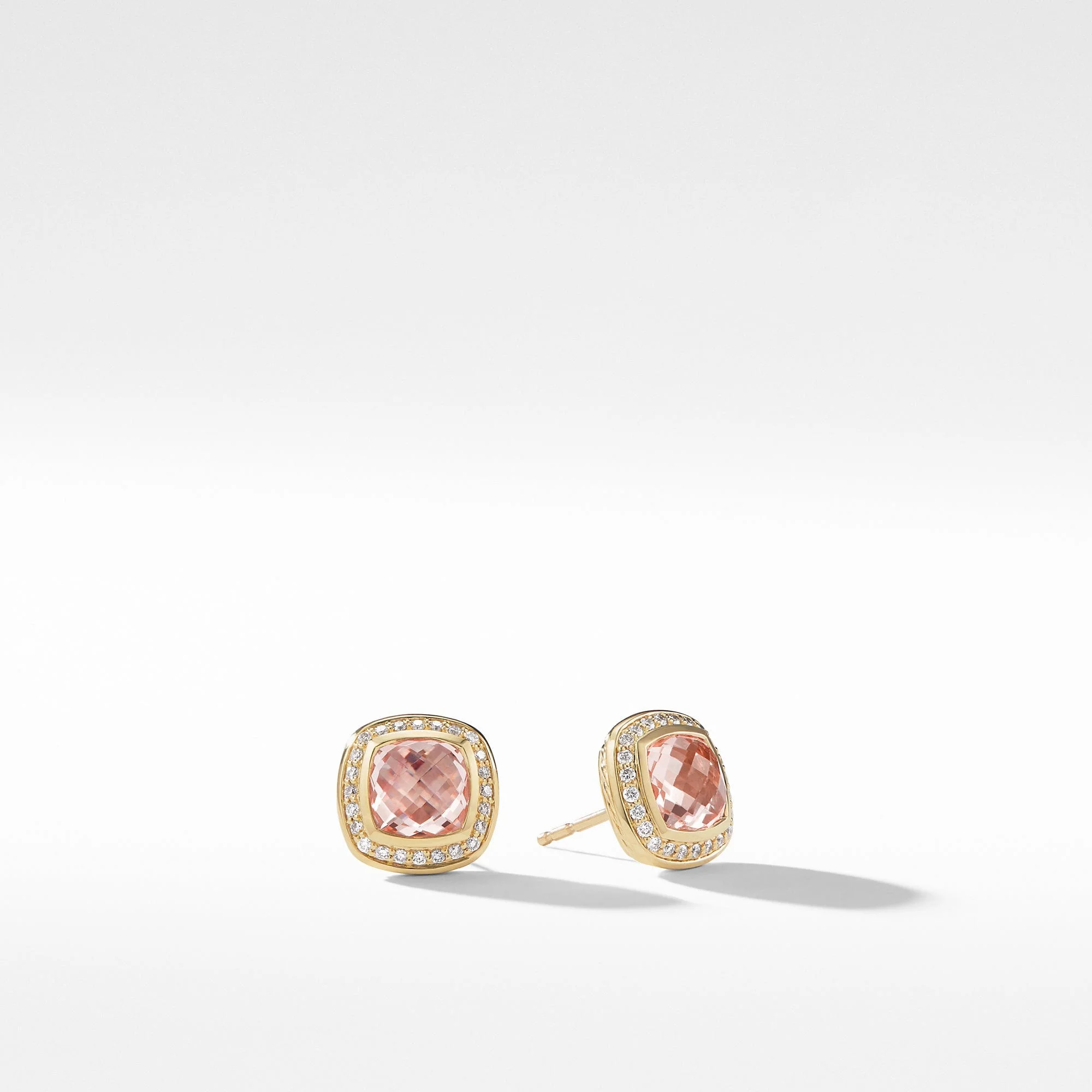 Albion® Earrings with Morganite and Diamonds in 18K Gold, 7mm