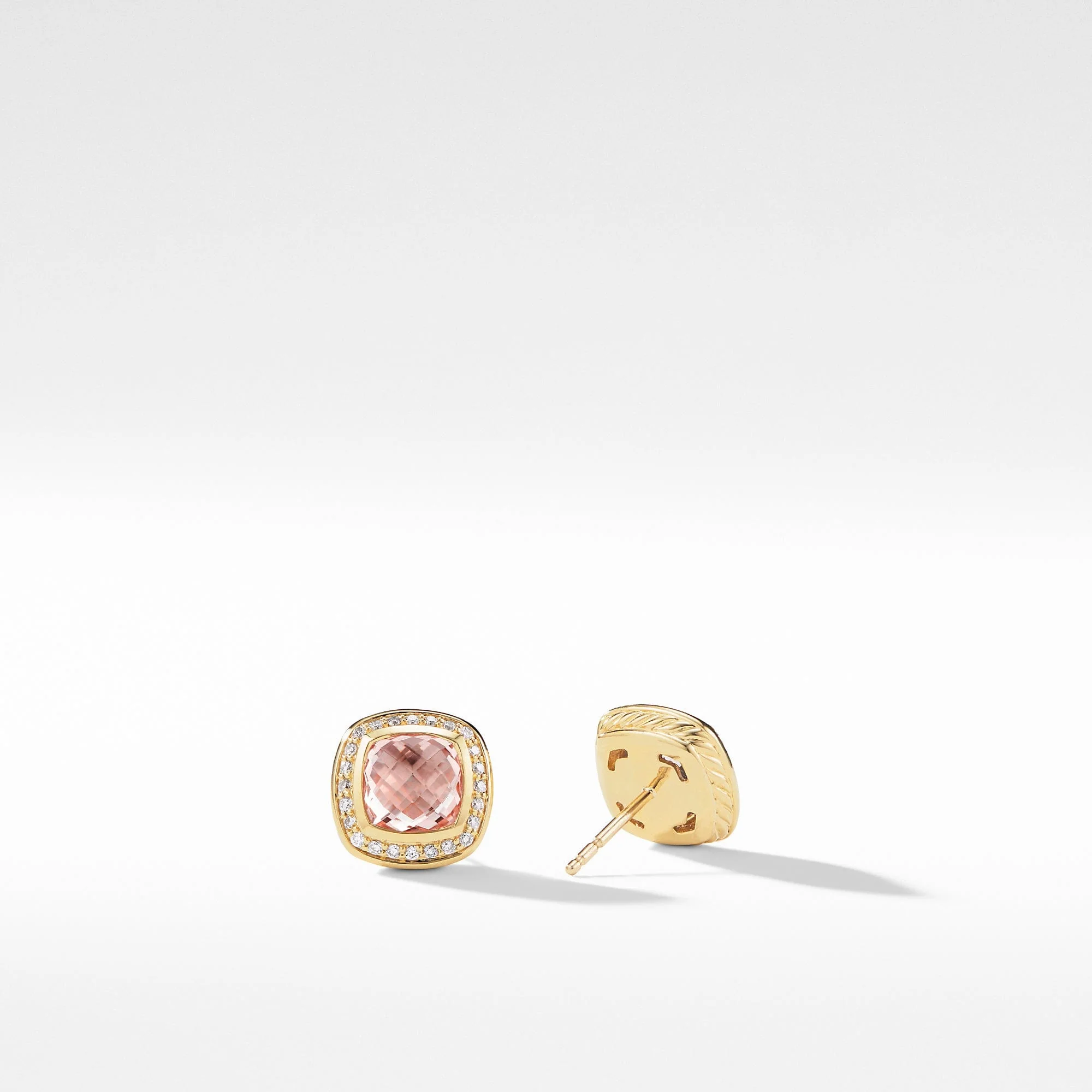 Albion® Earrings with Morganite and Diamonds in 18K Gold, 7mm - Image 3