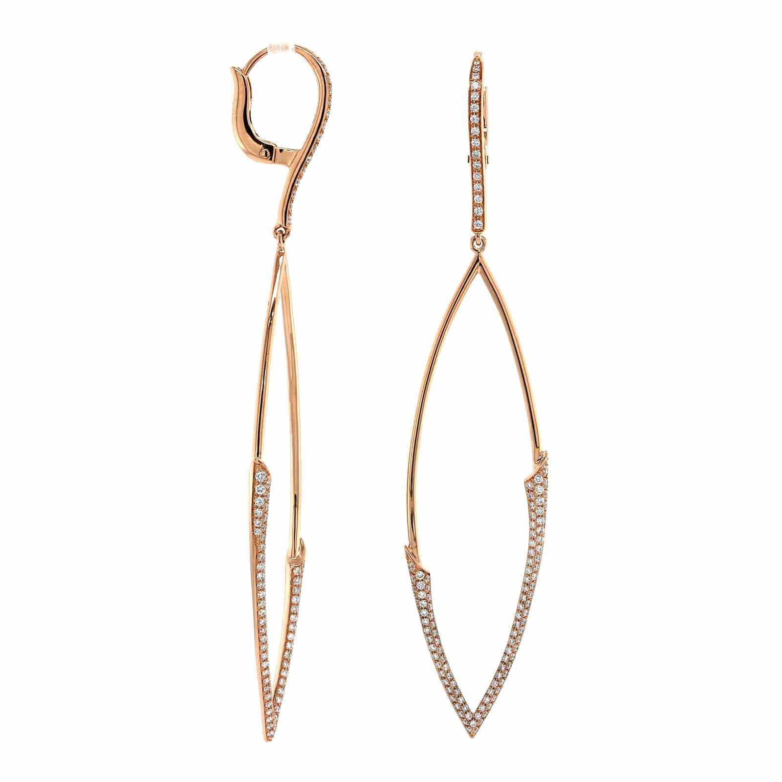 Etho Maria 18K Rose Gold Pave Diamond Drop Hoop Earrings