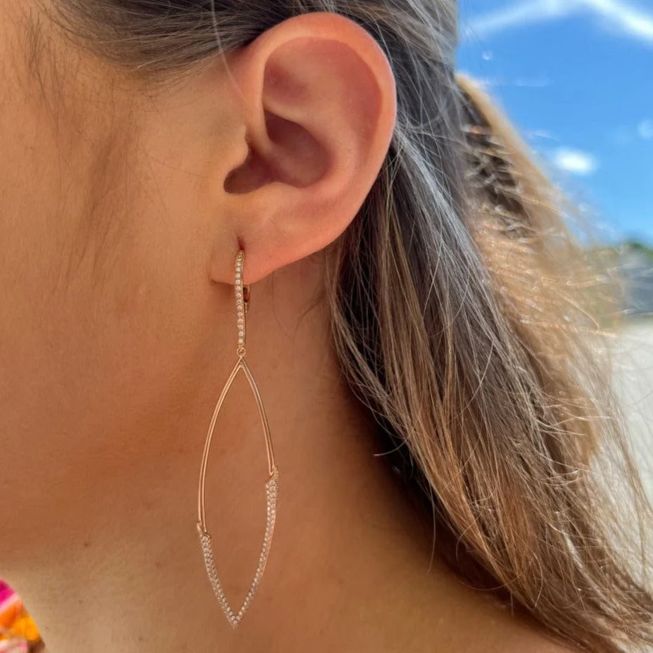 Etho Maria 18K Rose Gold Pave Diamond Drop Hoop Earrings - Image 2